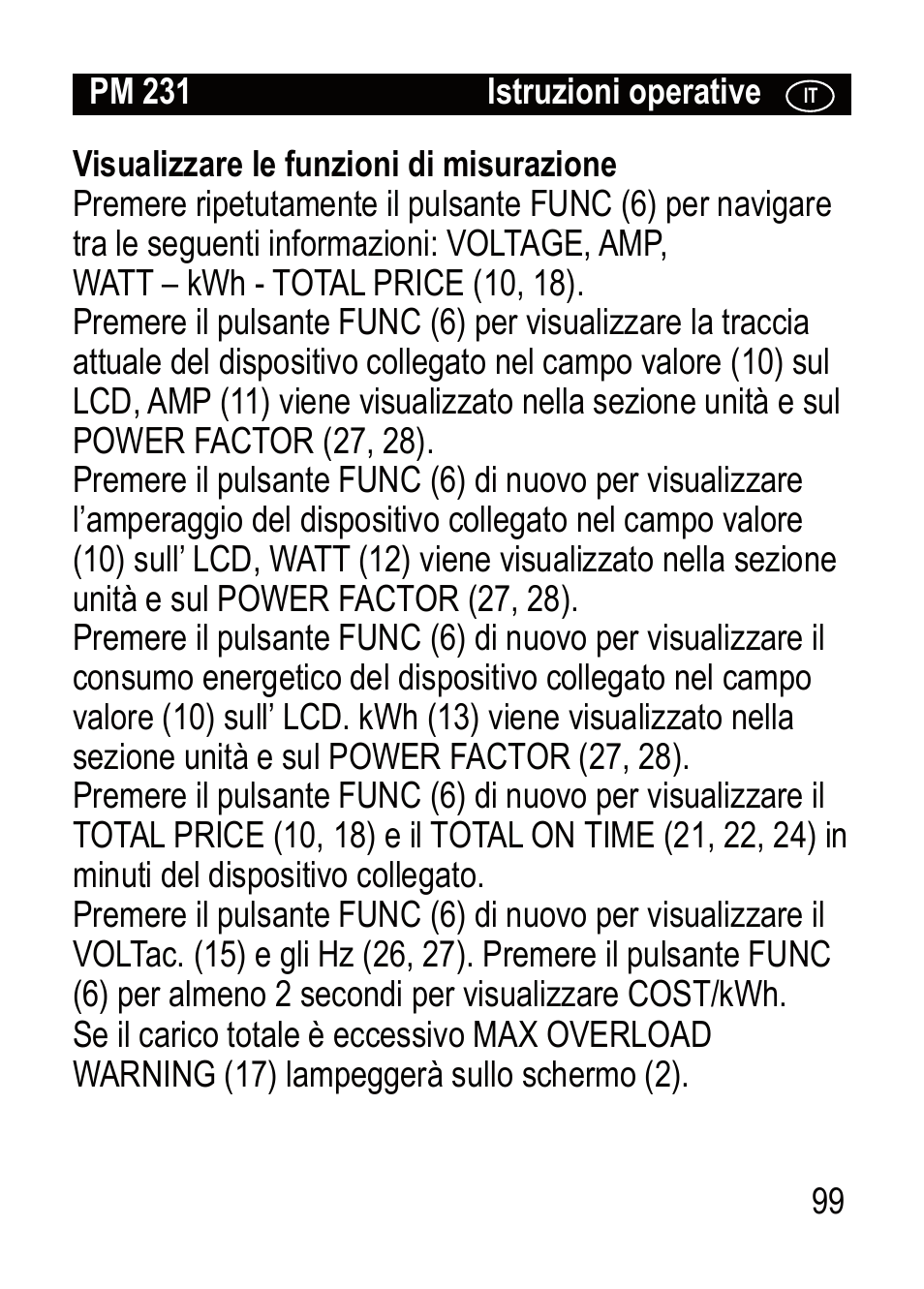 Brennenstuhl Primera-Line Wattage and current meter PM 231 E User Manual | Page 99 / 104