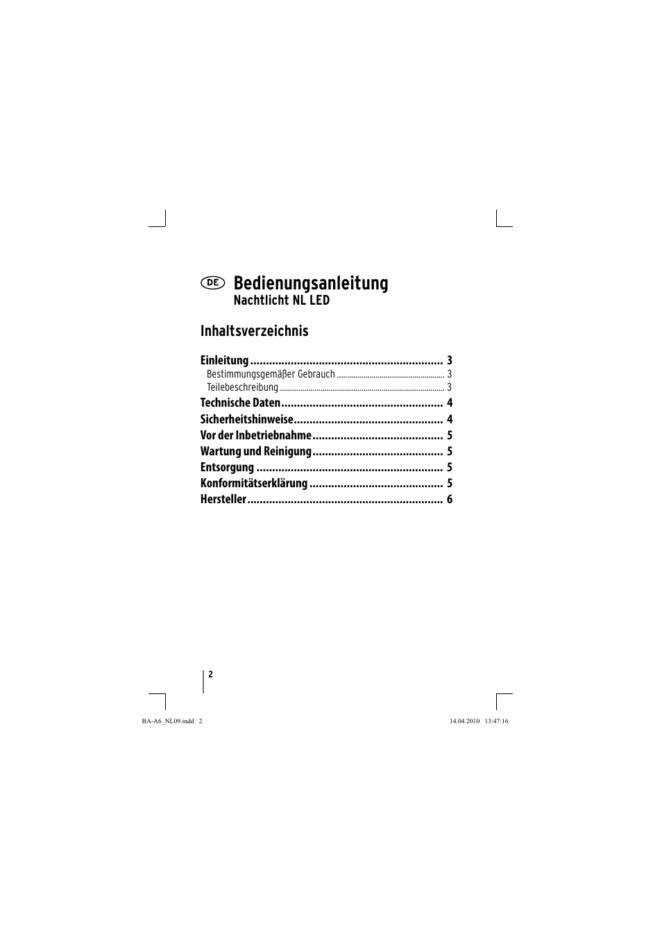 Brennenstuhl Primera-Line Nightlight NL LED with PIR sensor and twilight sensor User Manual | Page 2 / 48