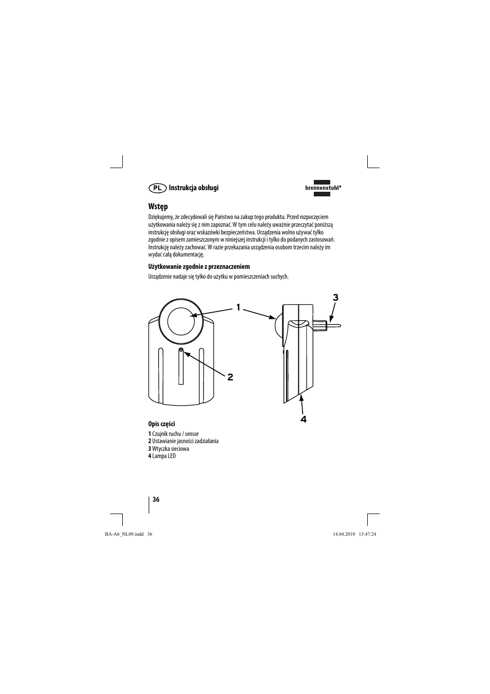 Brennenstuhl Primera-Line Nightlight NL LED with PIR sensor and twilight sensor User Manual | Page 36 / 48