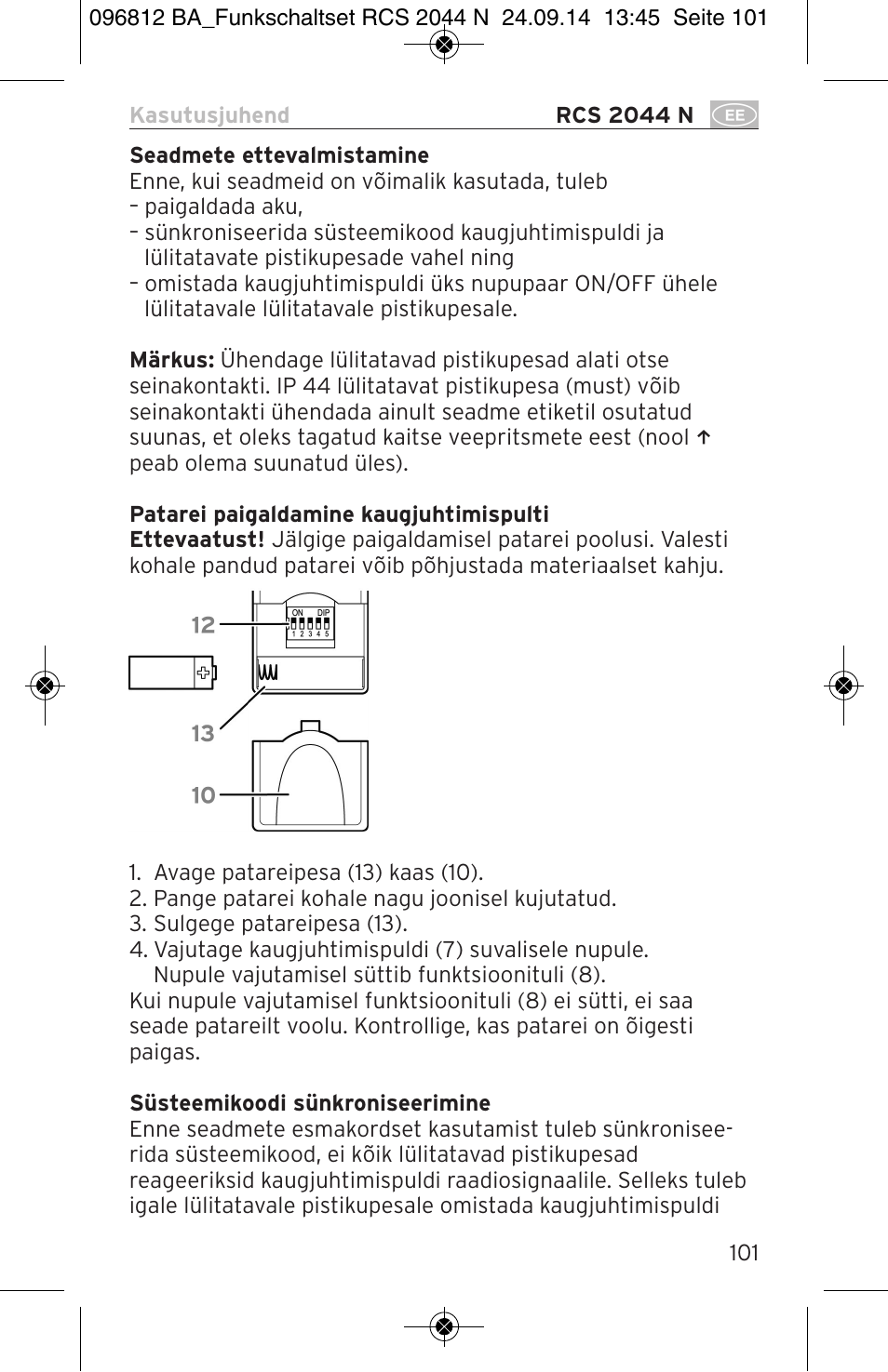 Brennenstuhl Remote Control Set RCS 2044 N Comfort User Manual | Page 101 / 108