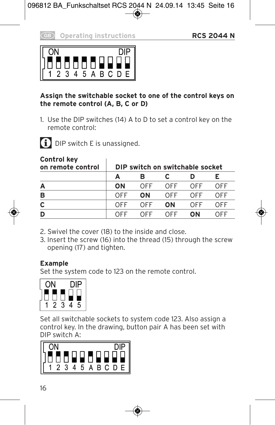 Brennenstuhl Remote Control Set RCS 2044 N Comfort User Manual | Page 16 / 108