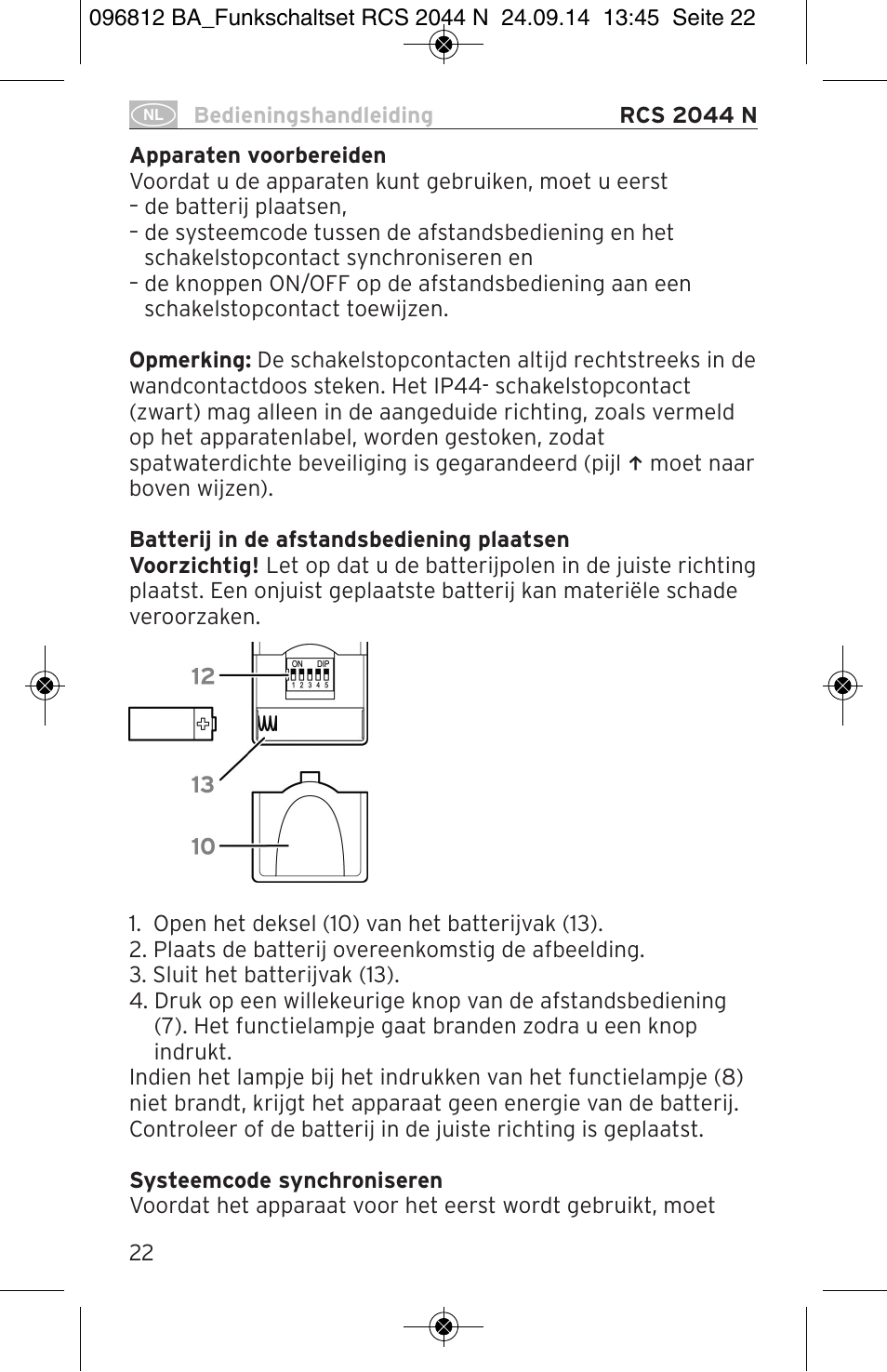 Brennenstuhl Remote Control Set RCS 2044 N Comfort User Manual | Page 22 / 108