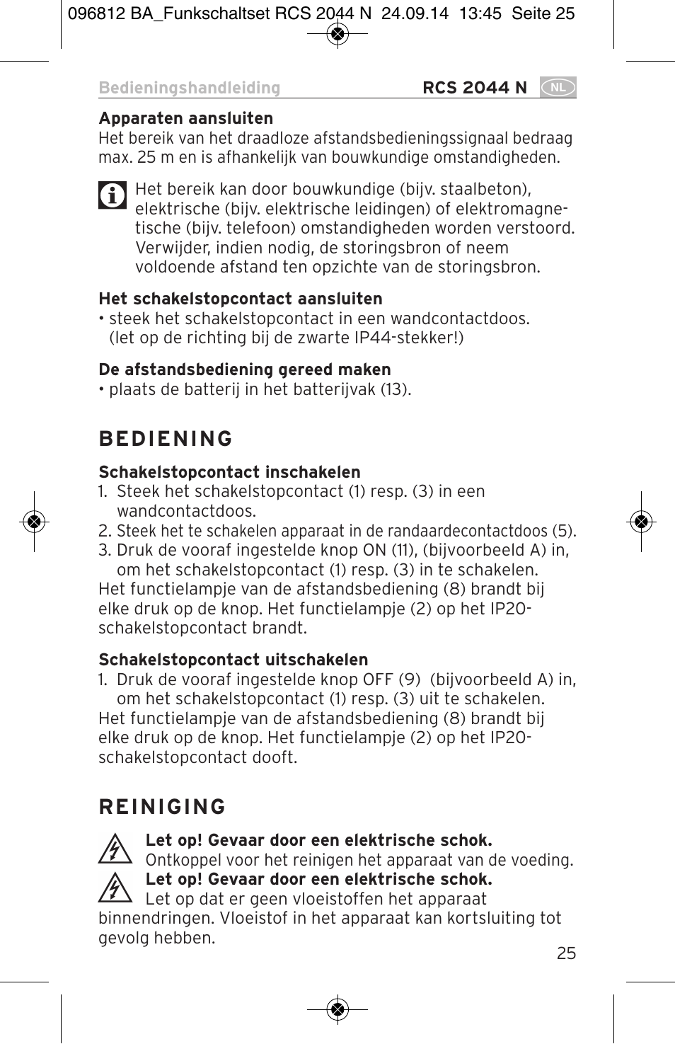 Brennenstuhl Remote Control Set RCS 2044 N Comfort User Manual | Page 25 / 108