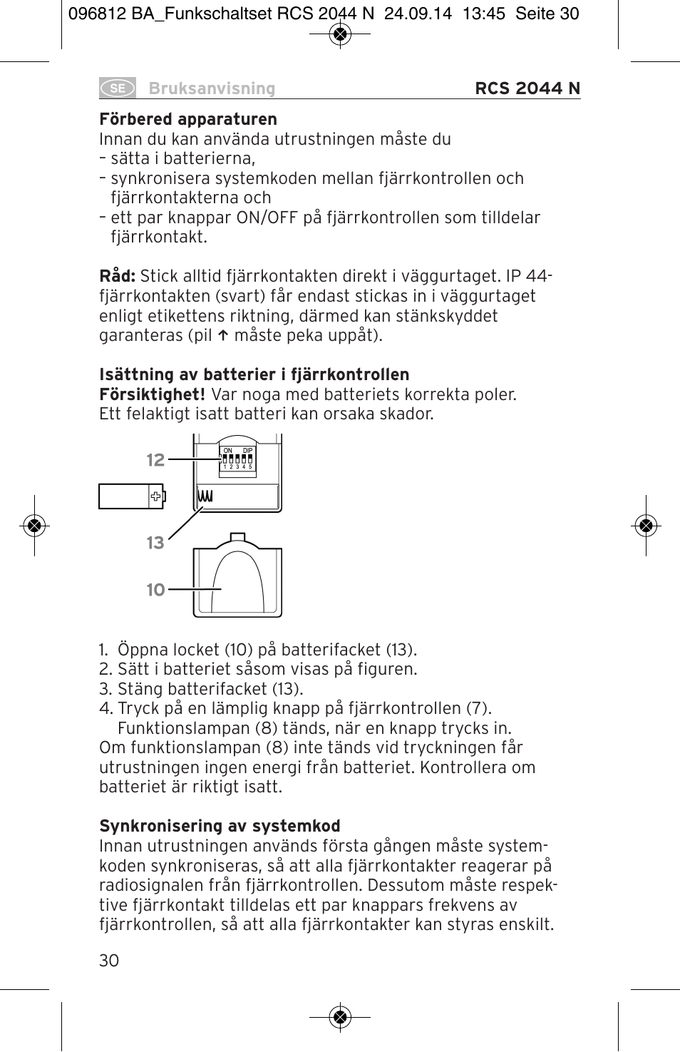 Brennenstuhl Remote Control Set RCS 2044 N Comfort User Manual | Page 30 / 108