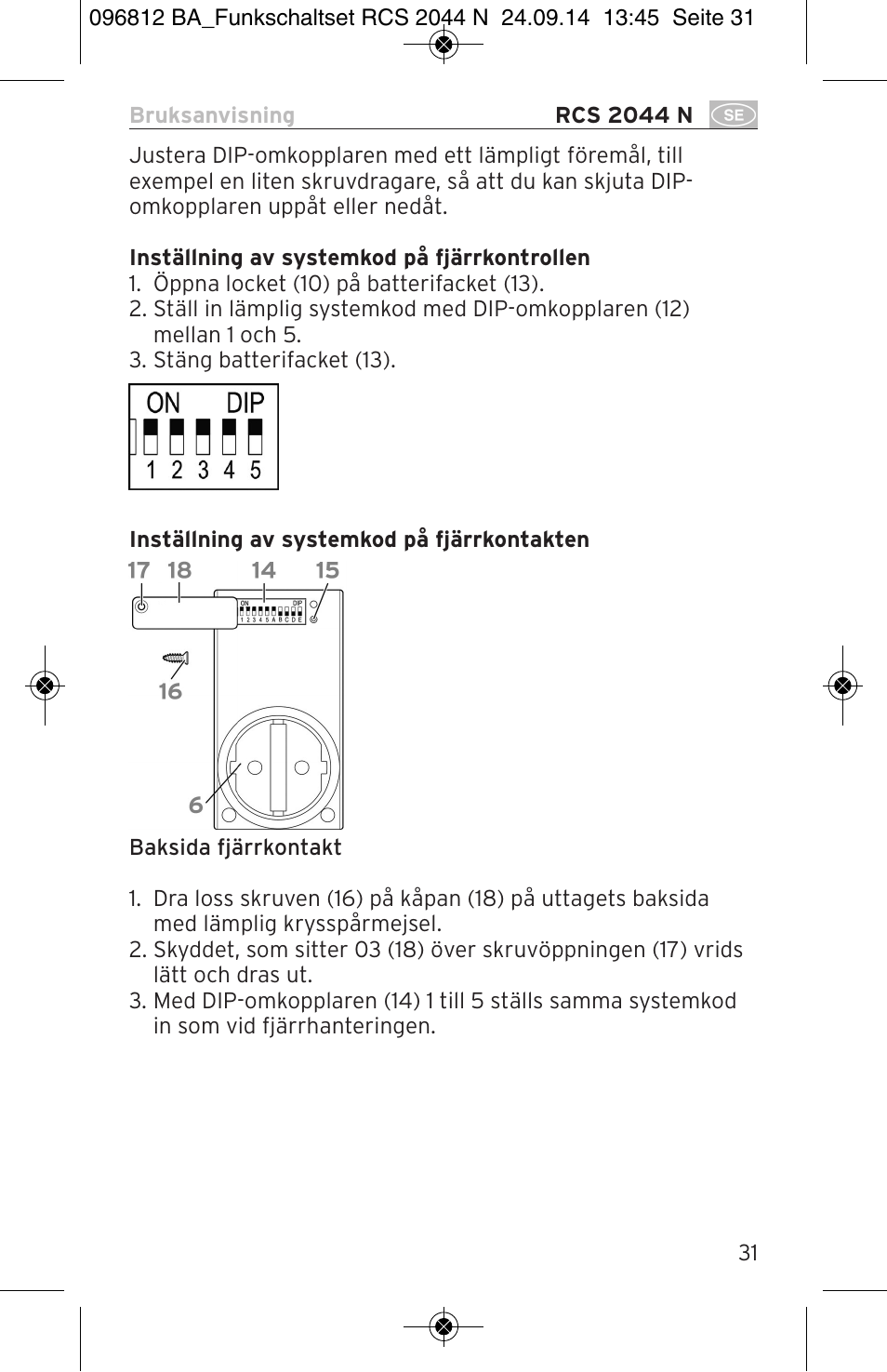 Brennenstuhl Remote Control Set RCS 2044 N Comfort User Manual | Page 31 / 108