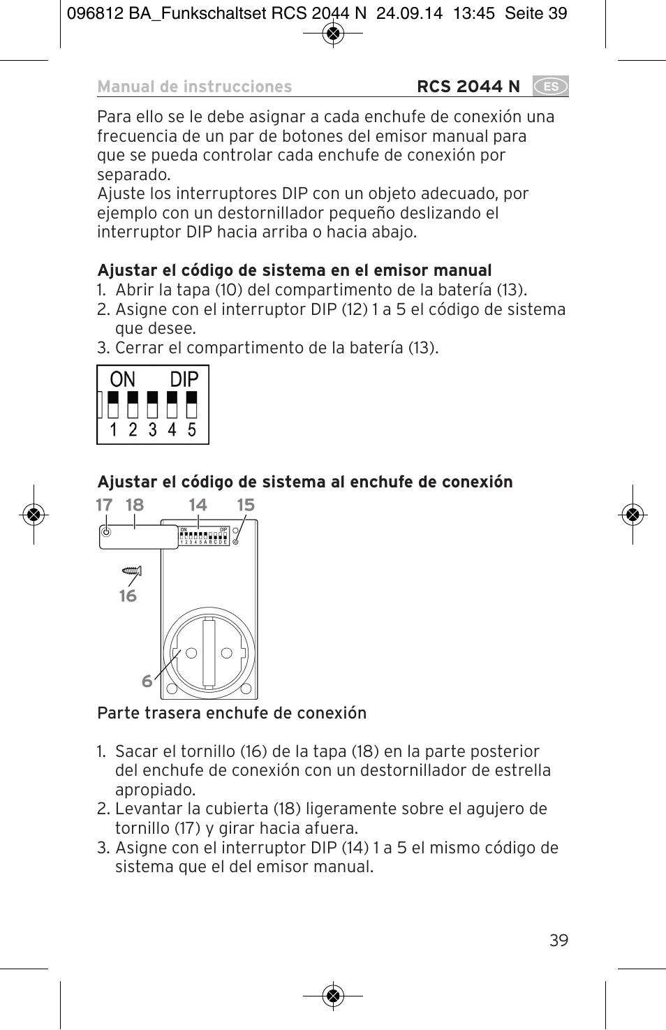 Brennenstuhl Remote Control Set RCS 2044 N Comfort User Manual | Page 39 / 108