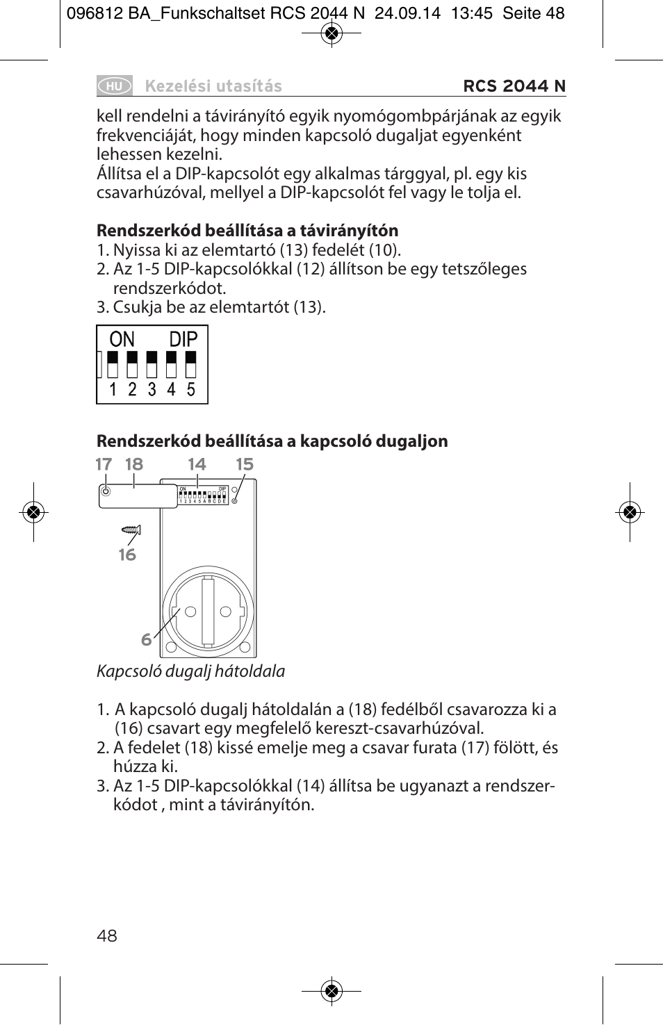 Brennenstuhl Remote Control Set RCS 2044 N Comfort User Manual | Page 48 / 108