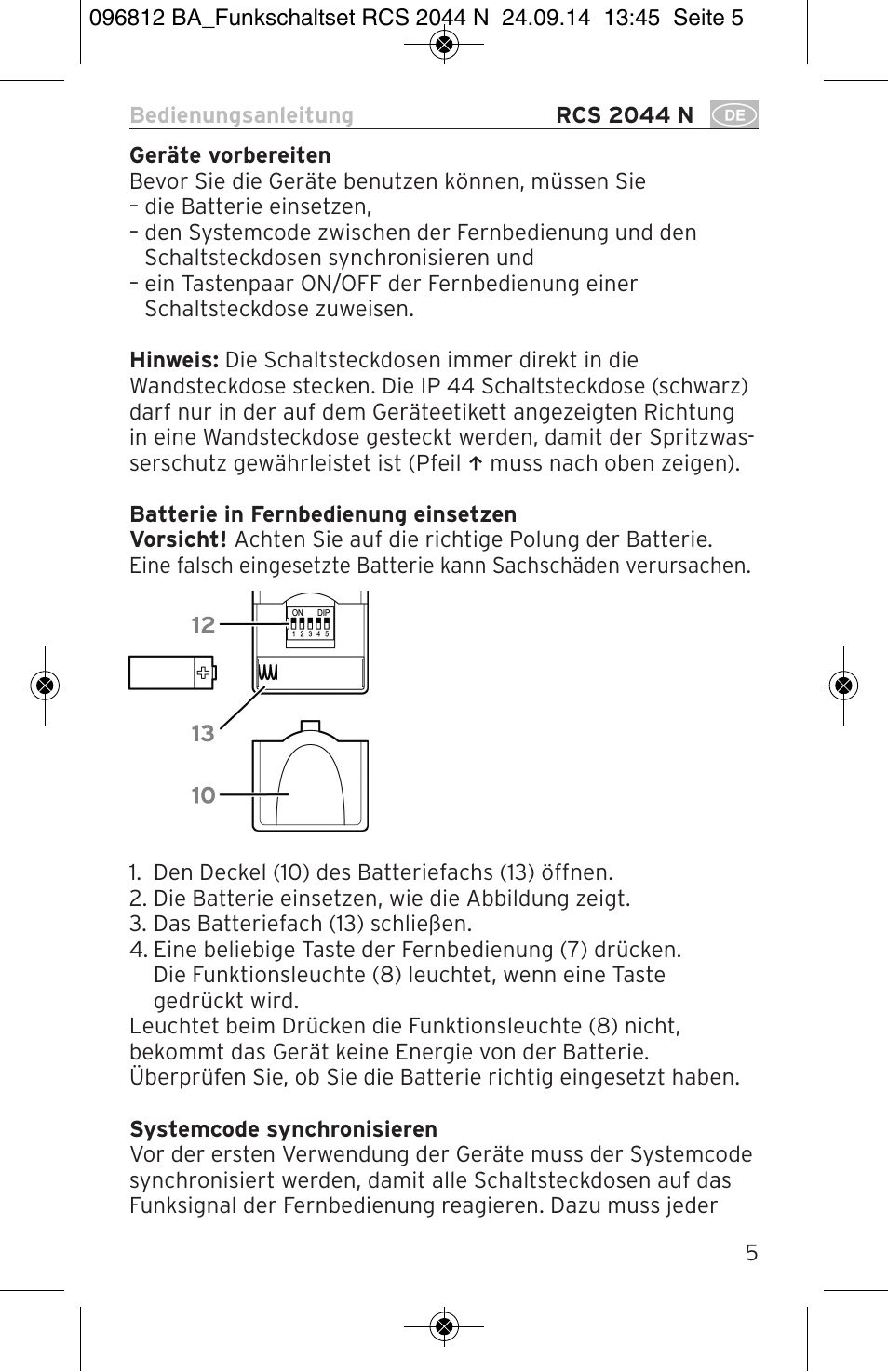 Brennenstuhl Remote Control Set RCS 2044 N Comfort User Manual | Page 5 / 108