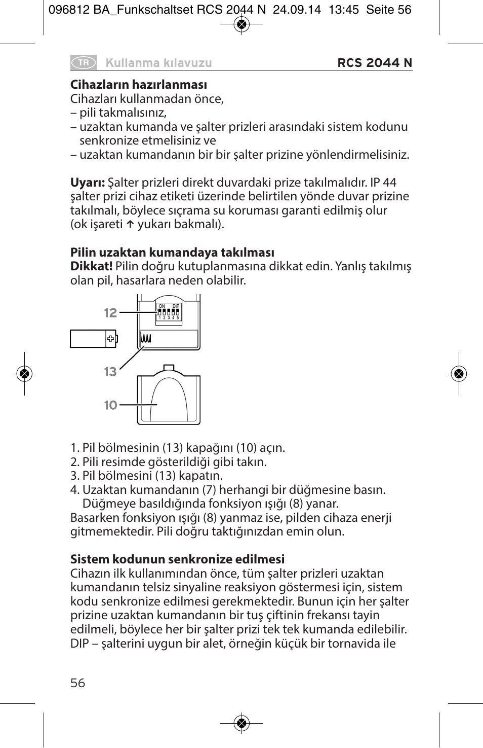 Brennenstuhl Remote Control Set RCS 2044 N Comfort User Manual | Page 56 / 108