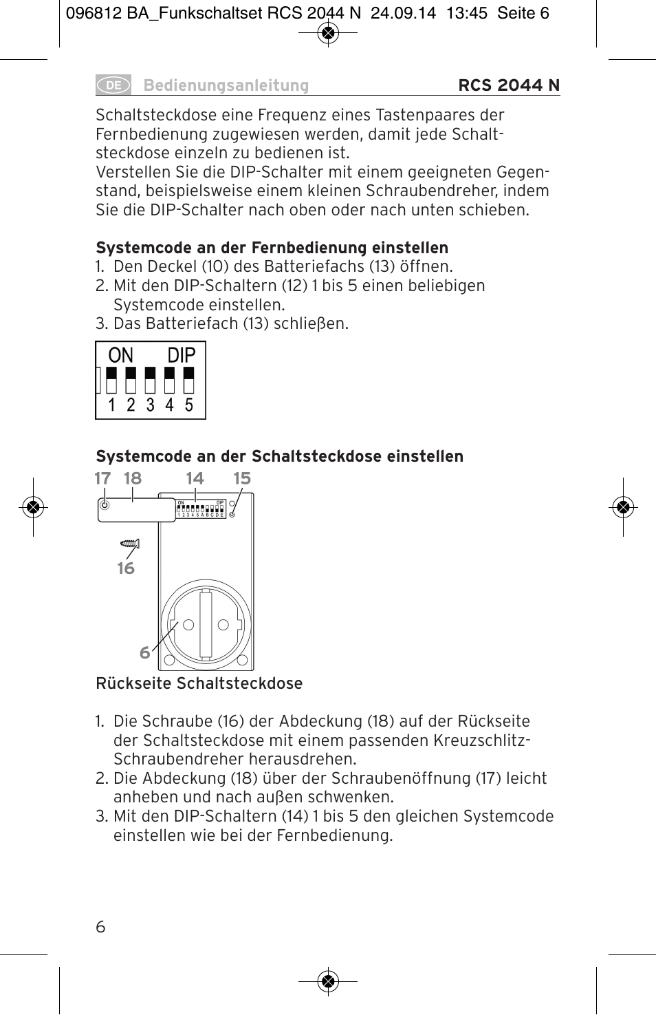 Brennenstuhl Remote Control Set RCS 2044 N Comfort User Manual | Page 6 / 108