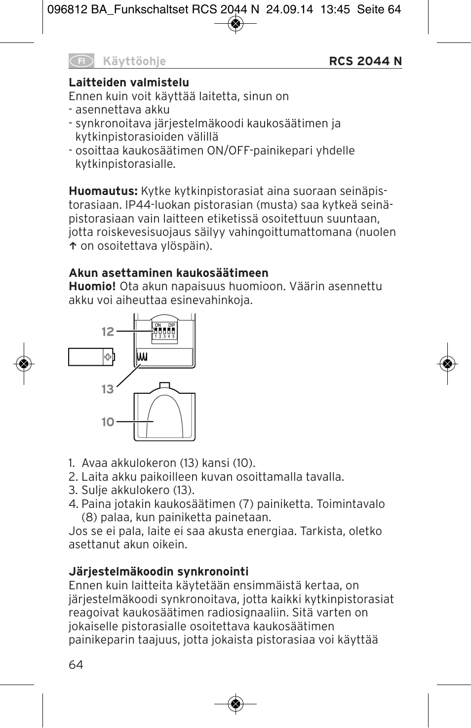 Brennenstuhl Remote Control Set RCS 2044 N Comfort User Manual | Page 64 / 108