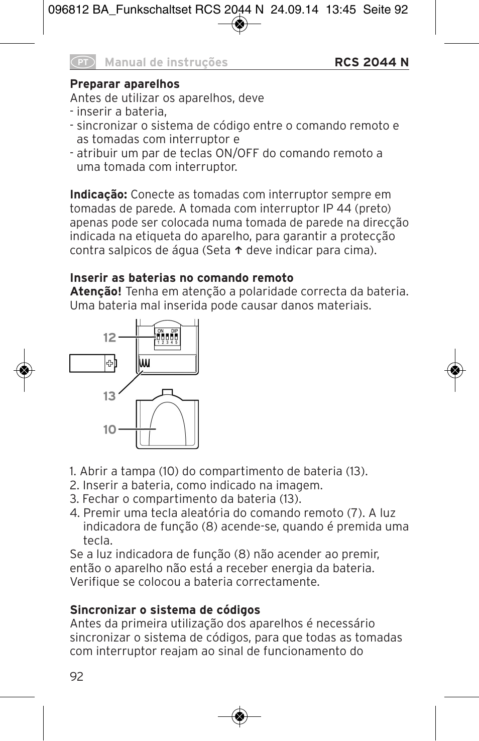 Brennenstuhl Remote Control Set RCS 2044 N Comfort User Manual | Page 92 / 108