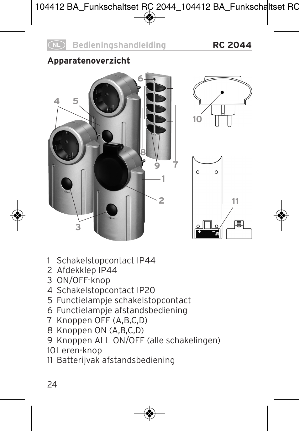 Brennenstuhl Primera-Line Remote control set RC 2044 User Manual | Page 24 / 56
