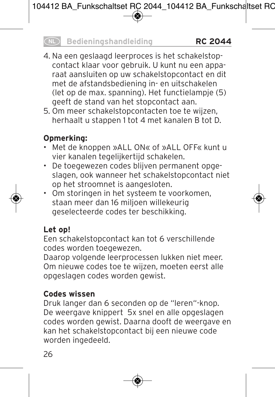 Brennenstuhl Primera-Line Remote control set RC 2044 User Manual | Page 26 / 56