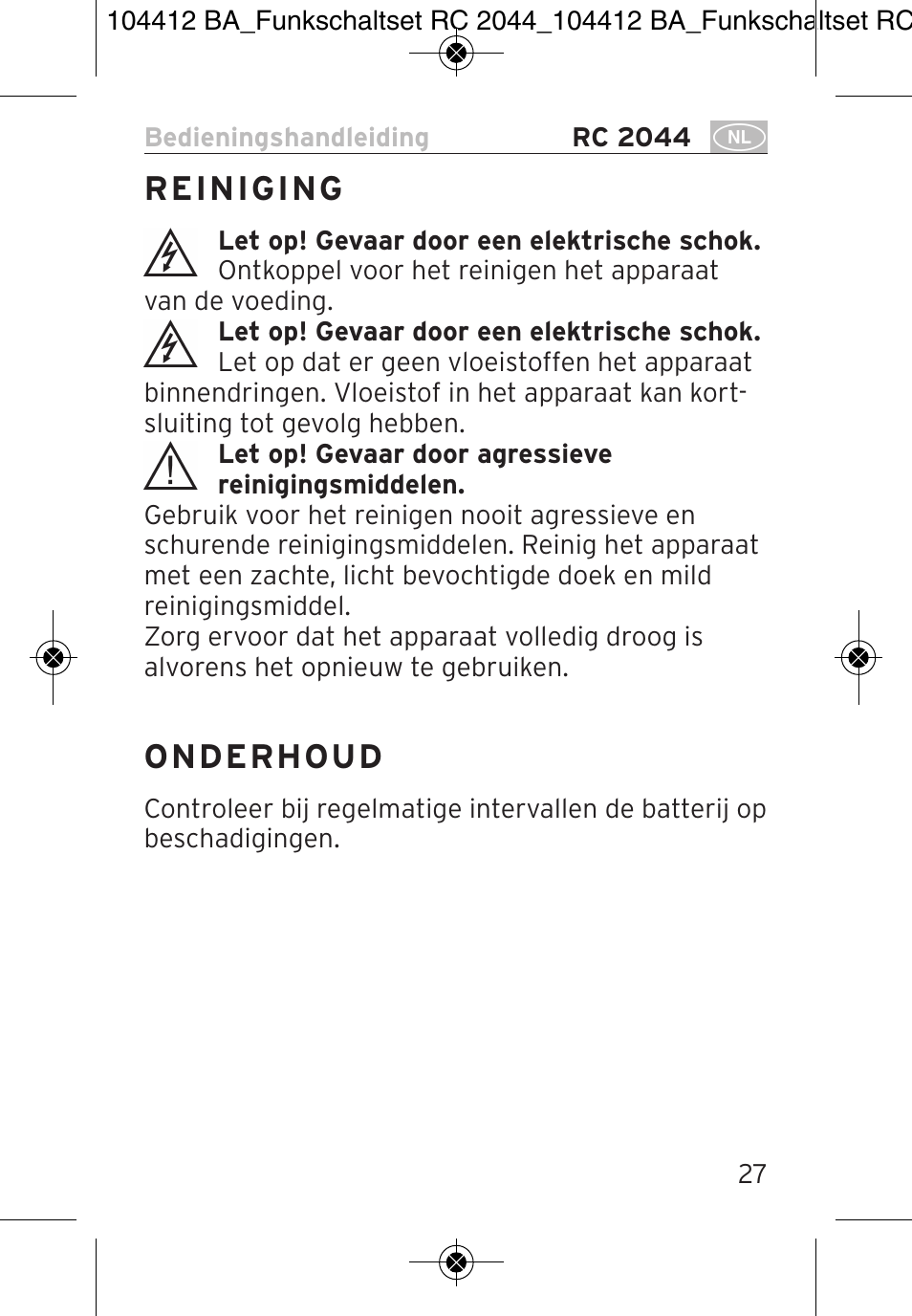 Brennenstuhl Primera-Line Remote control set RC 2044 User Manual | Page 27 / 56