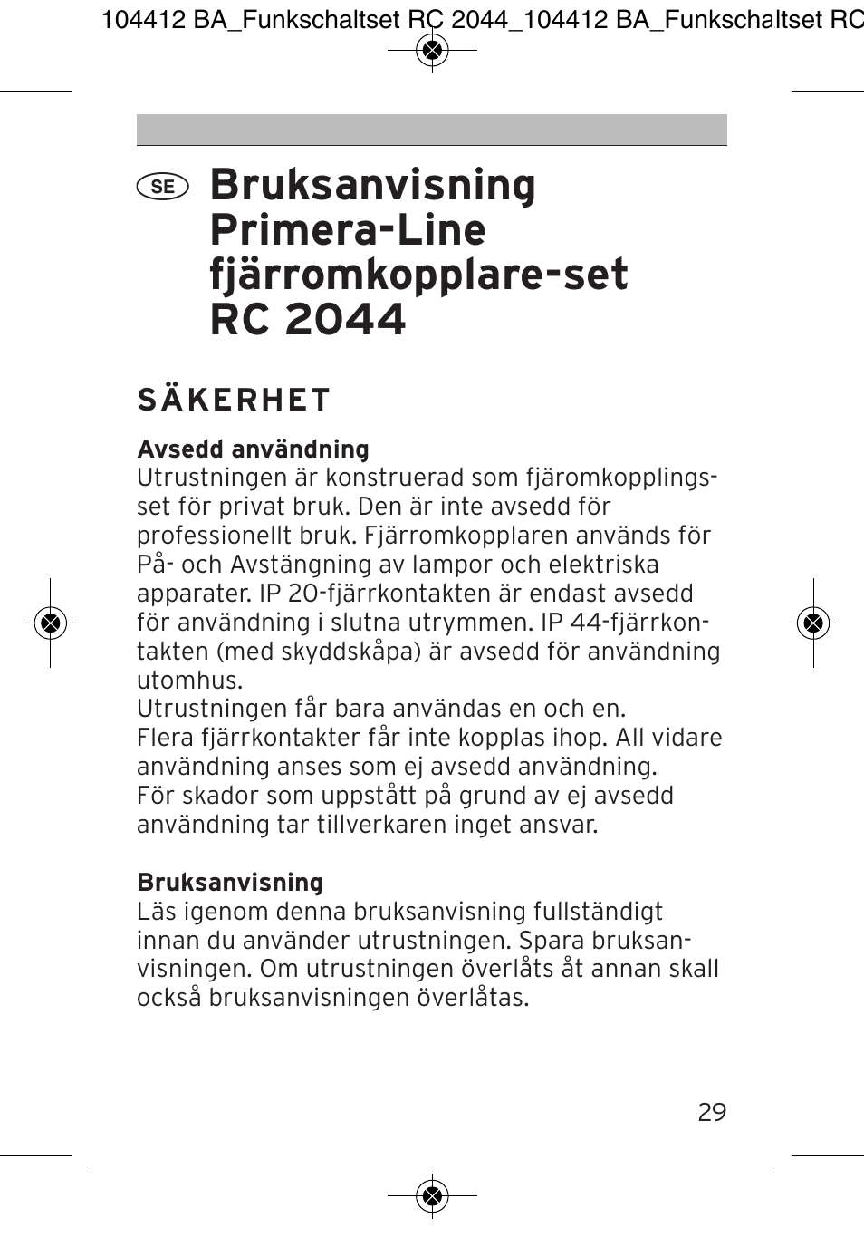 Brennenstuhl Primera-Line Remote control set RC 2044 User Manual | Page 29 / 56