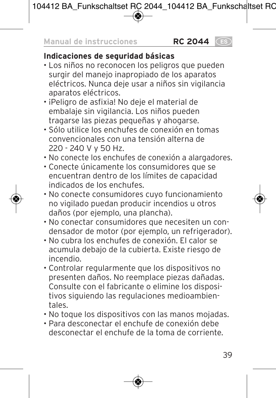 Brennenstuhl Primera-Line Remote control set RC 2044 User Manual | Page 39 / 56