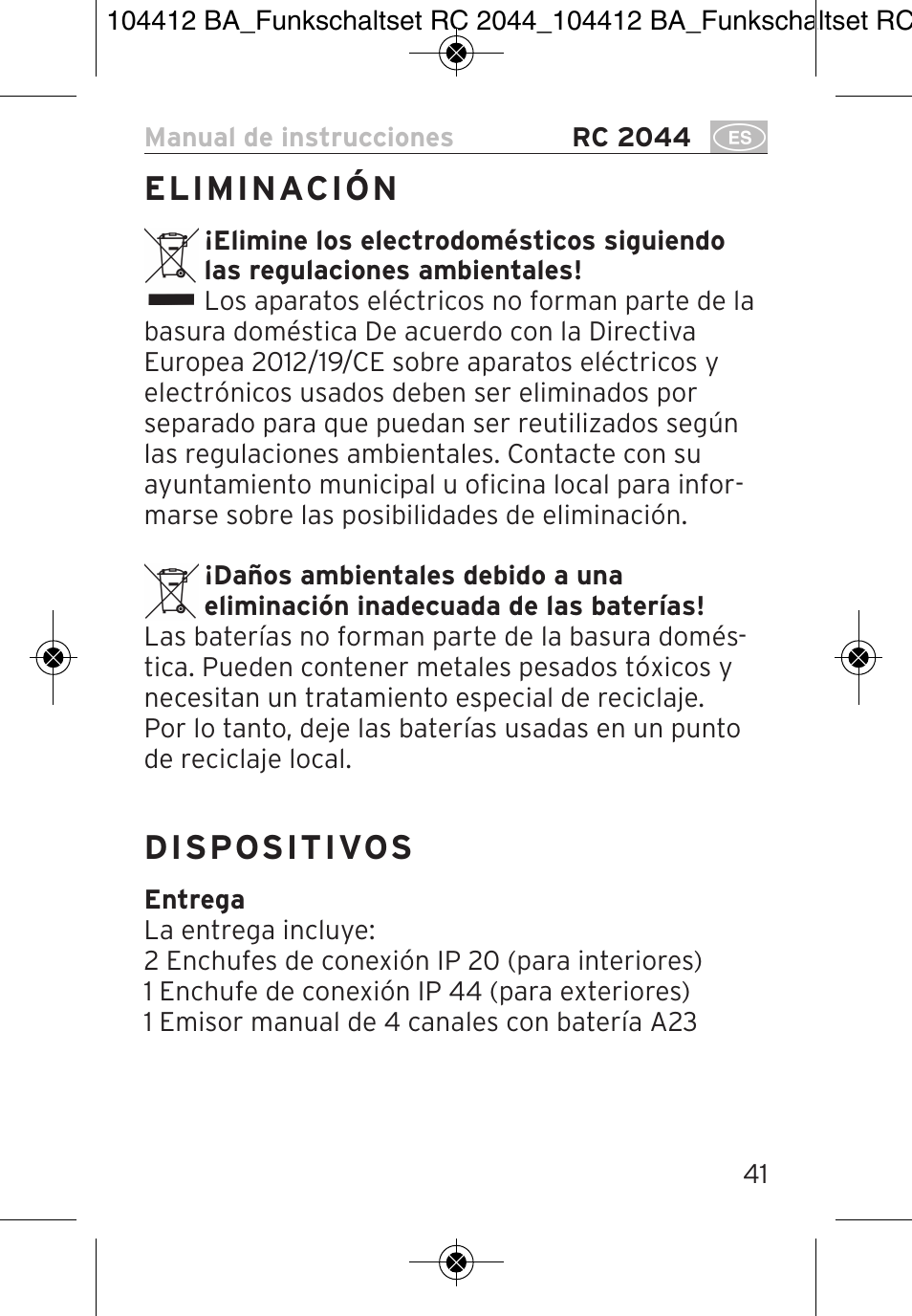 Brennenstuhl Primera-Line Remote control set RC 2044 User Manual | Page 41 / 56