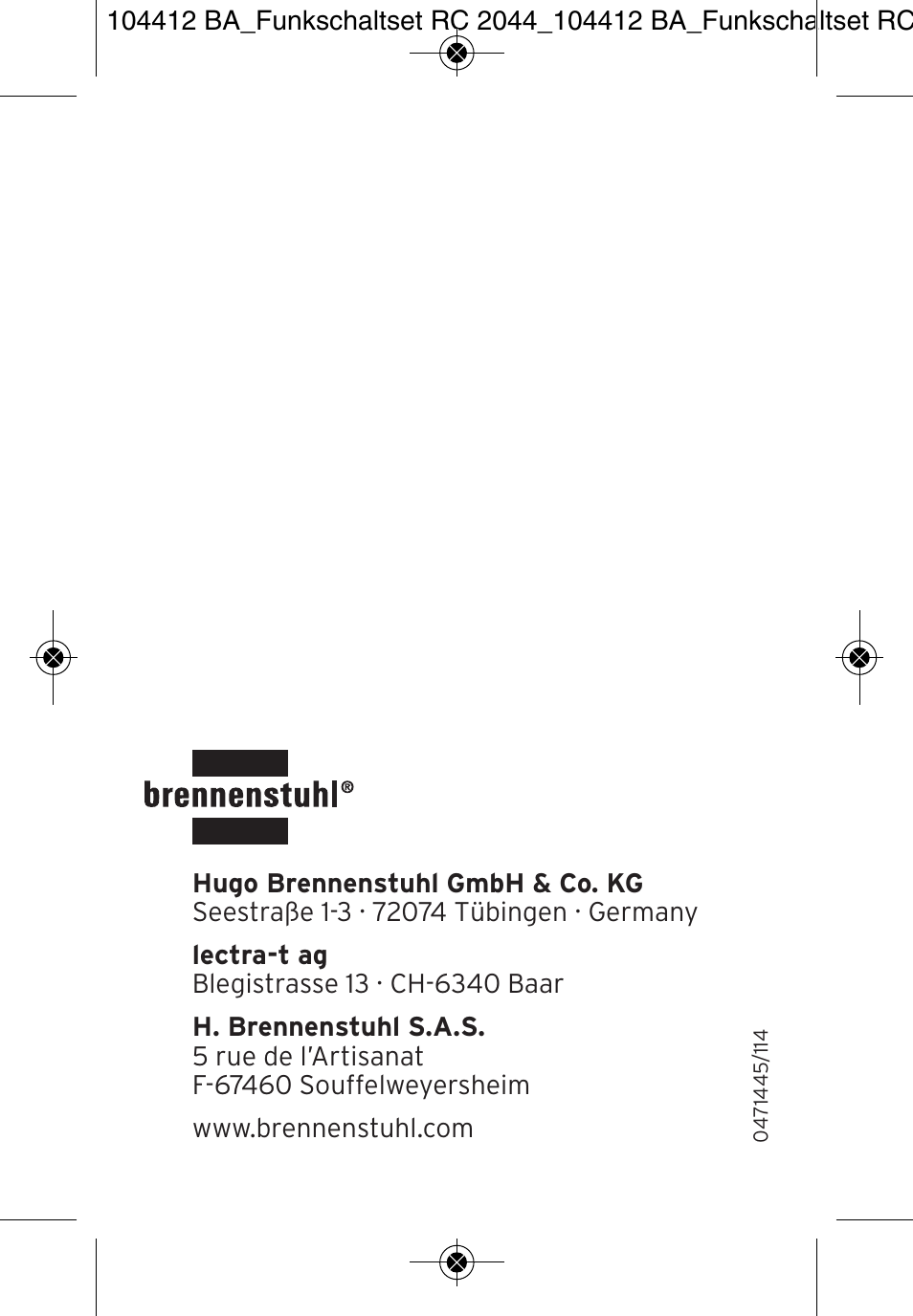 Brennenstuhl Primera-Line Remote control set RC 2044 User Manual | Page 56 / 56