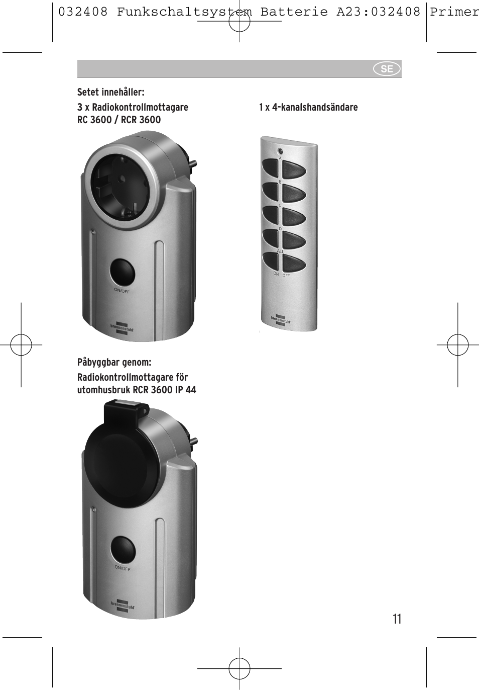 Brennenstuhl Primera-Line Remote control set RC 3600 User Manual | Page 11 / 32