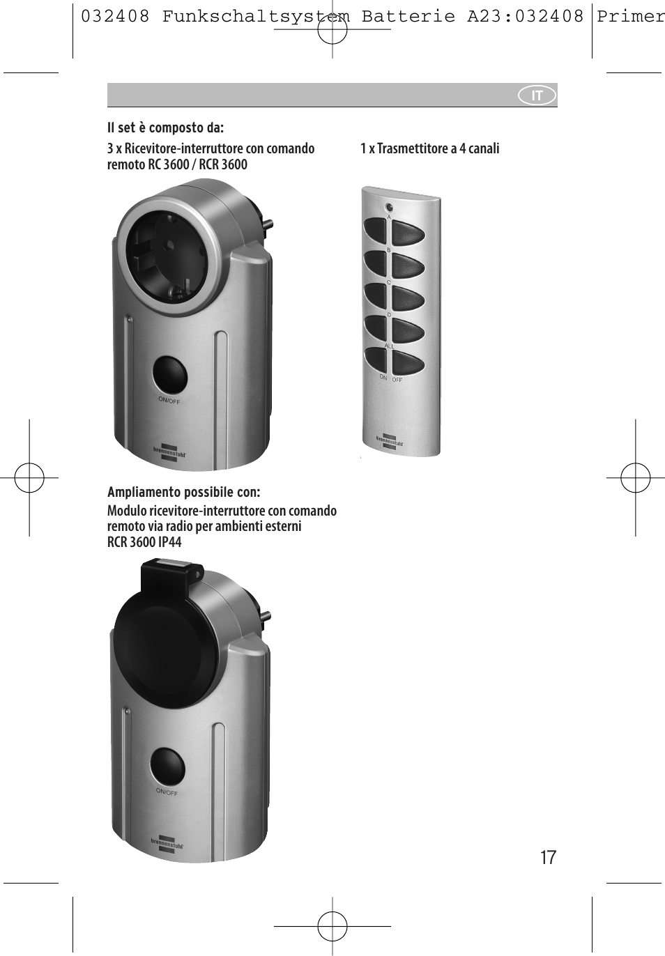 Brennenstuhl Primera-Line Remote control set RC 3600 User Manual | Page 17 / 32