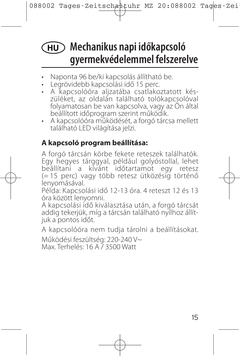 Brennenstuhl 24 hour Timer MZ 20 User Manual | Page 15 / 16
