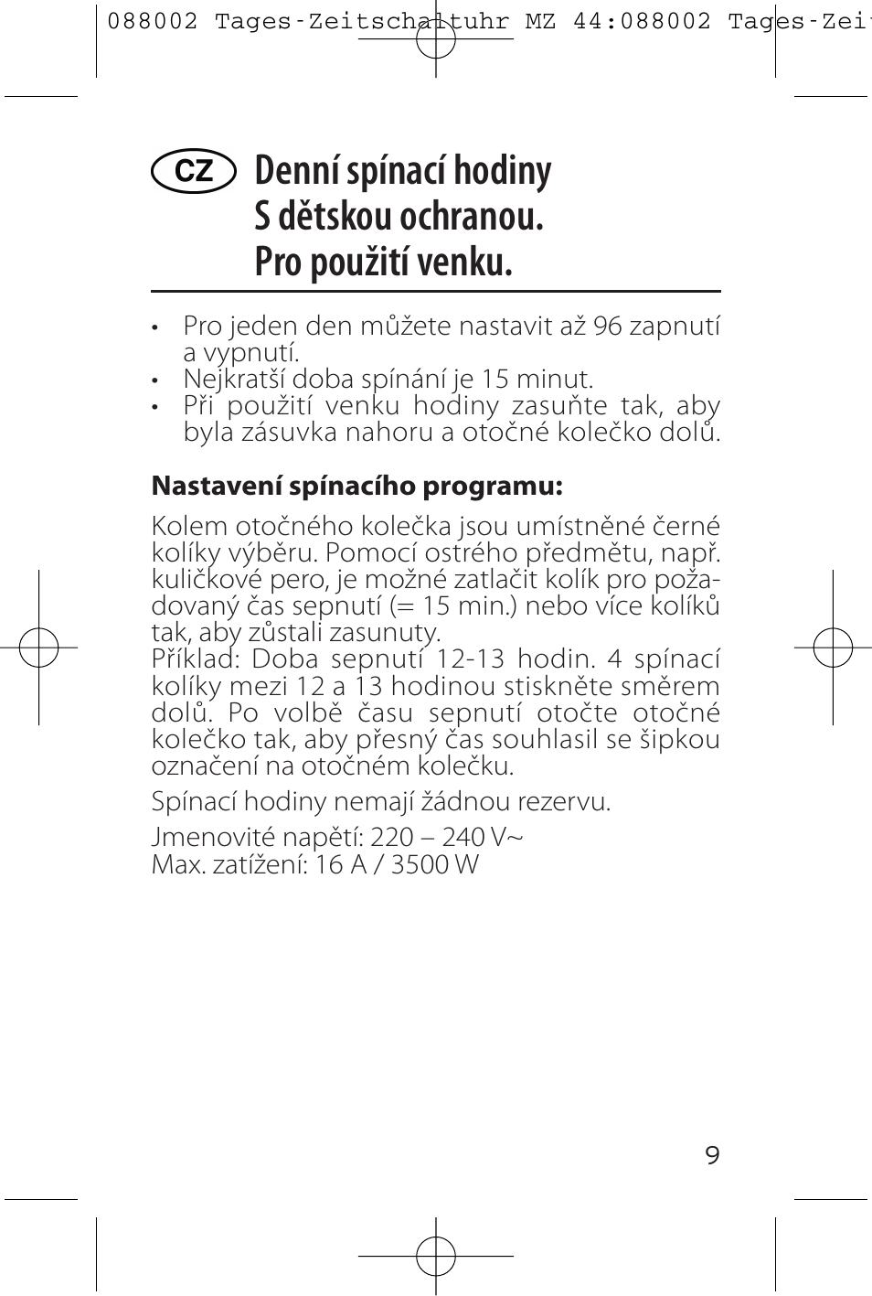 Brennenstuhl 24 hour Timer MZ 44 IP44 User Manual | Page 9 / 16