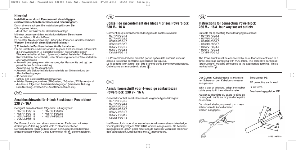 Brennenstuhl 4-Way Powerblock 230V/16A IP44 User Manual | 2 pages