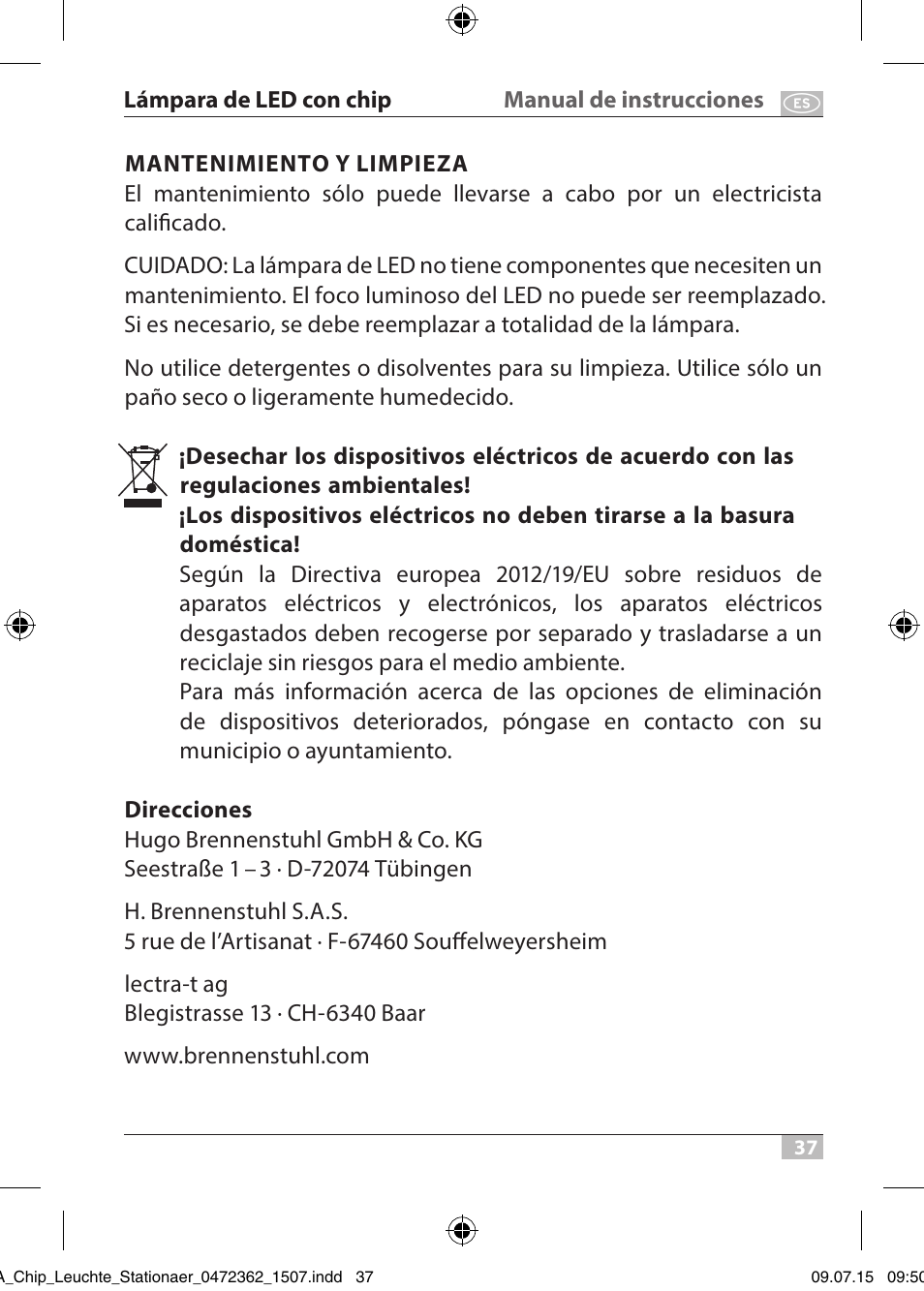 Brennenstuhl Chip LED Light L CN 110 IP65 10W 700lm Energy efficiency class A User Manual | Page 37 / 104