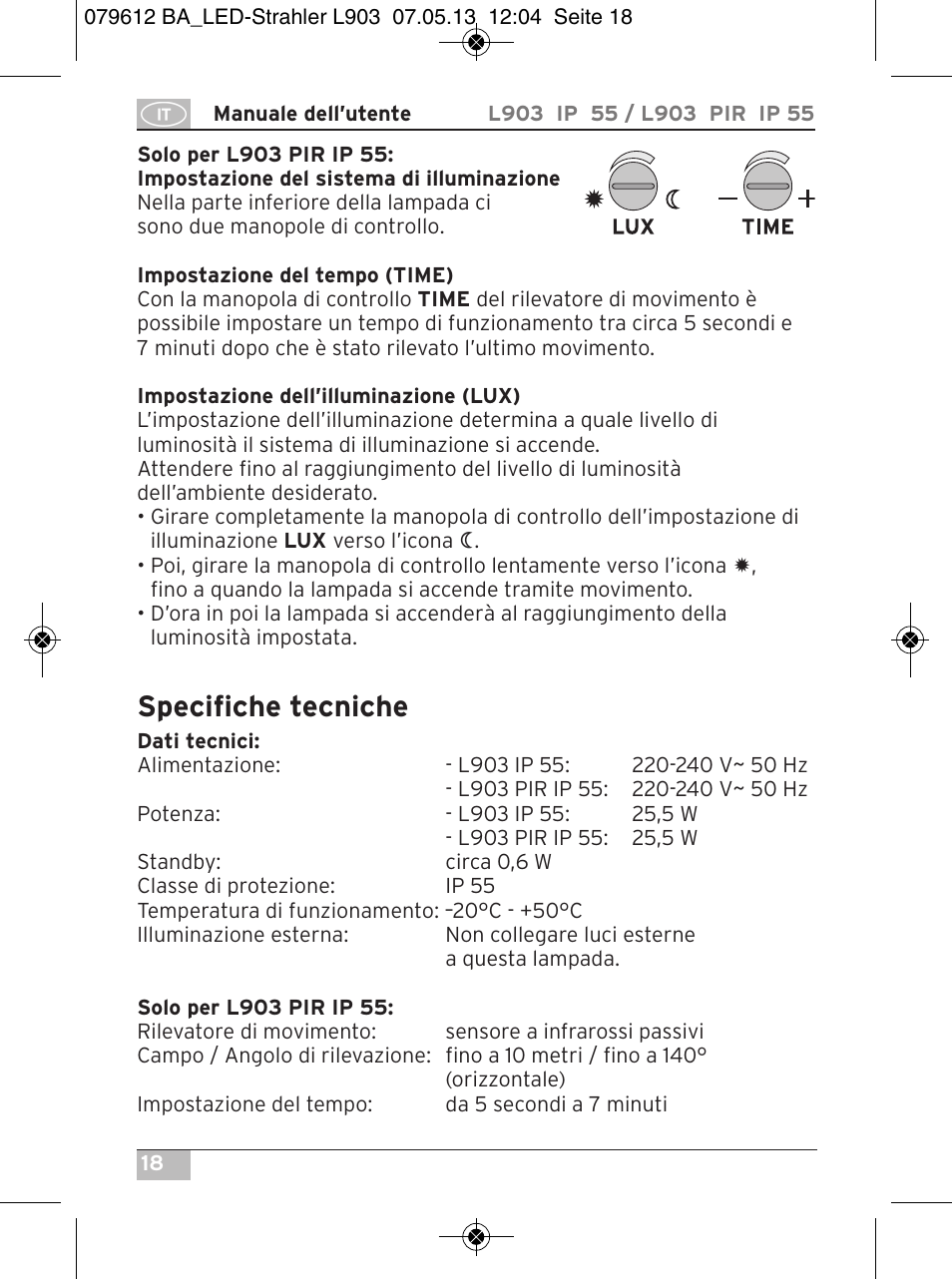 Specifiche tecniche | Brennenstuhl Chip LED Light L CN 150 PIR IP44 with PIR sensor 50W 3500lm Energy efficiency class A User Manual | Page 18 / 72