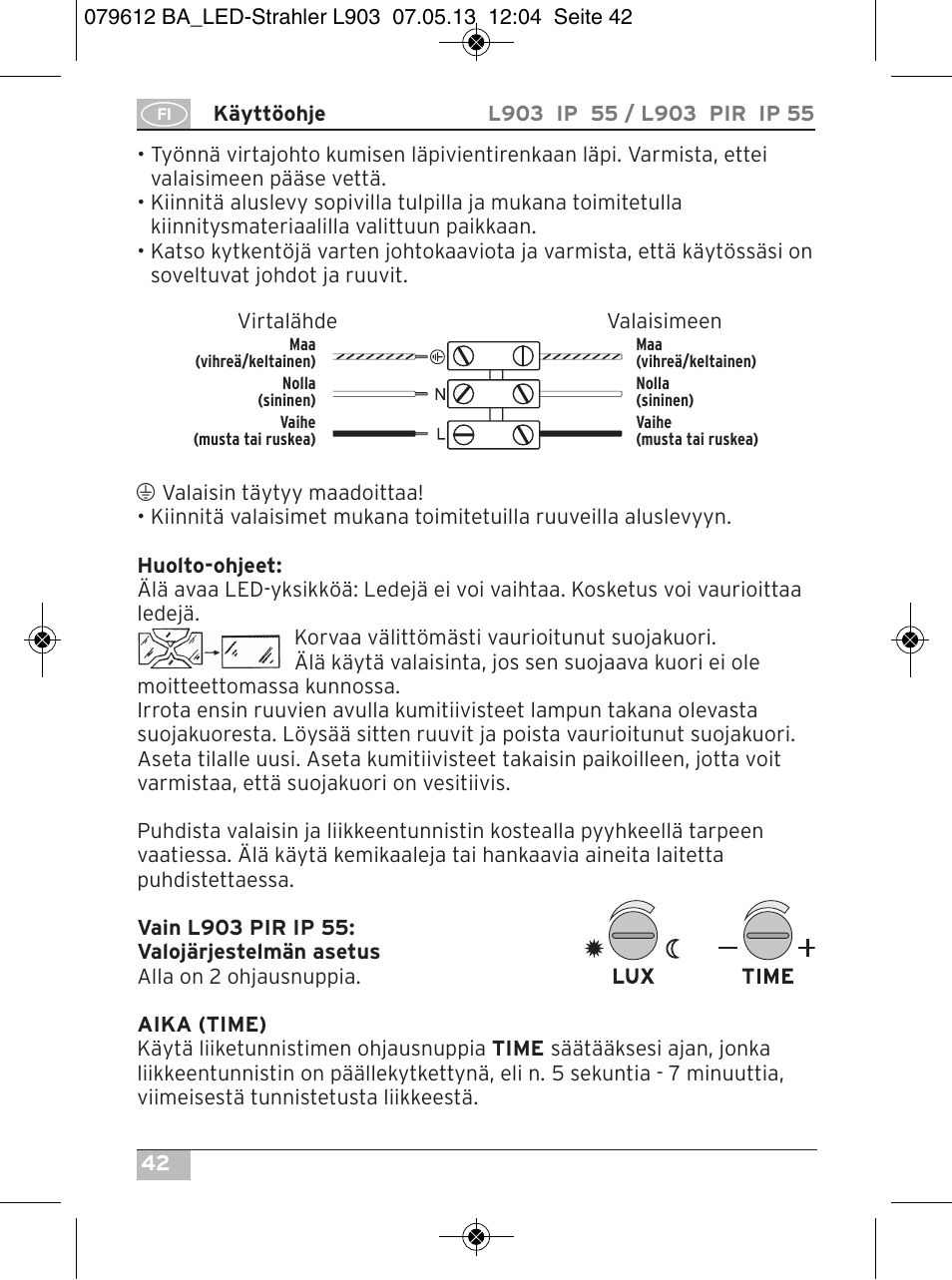 Brennenstuhl Chip LED Light L CN 150 PIR IP44 with PIR sensor 50W 3500lm Energy efficiency class A User Manual | Page 42 / 72