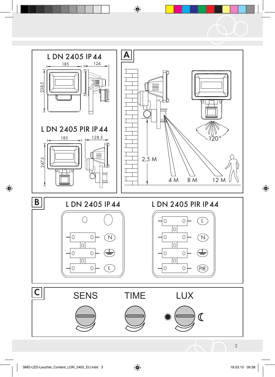 Sens time lux | Brennenstuhl High Performance LED Lamp L903 IP55 9x3W 1675lm white Energy efficiency class A User Manual | Page 3 / 48