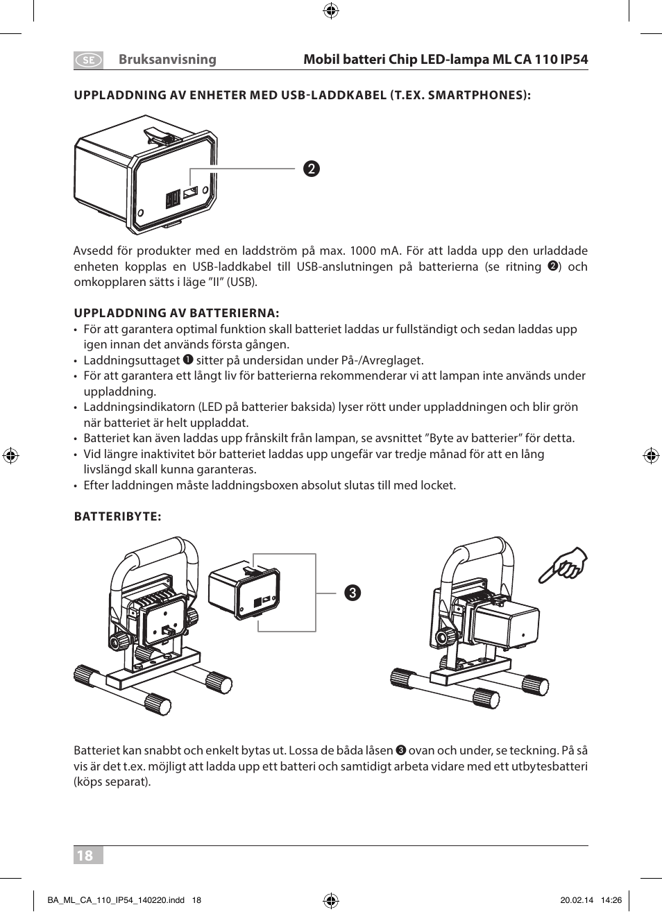 Brennenstuhl Mobile Akku Chip LED Light ML CA 110 IP54 10W 650lm battery exchangeable and with power supply User Manual | Page 18 / 64