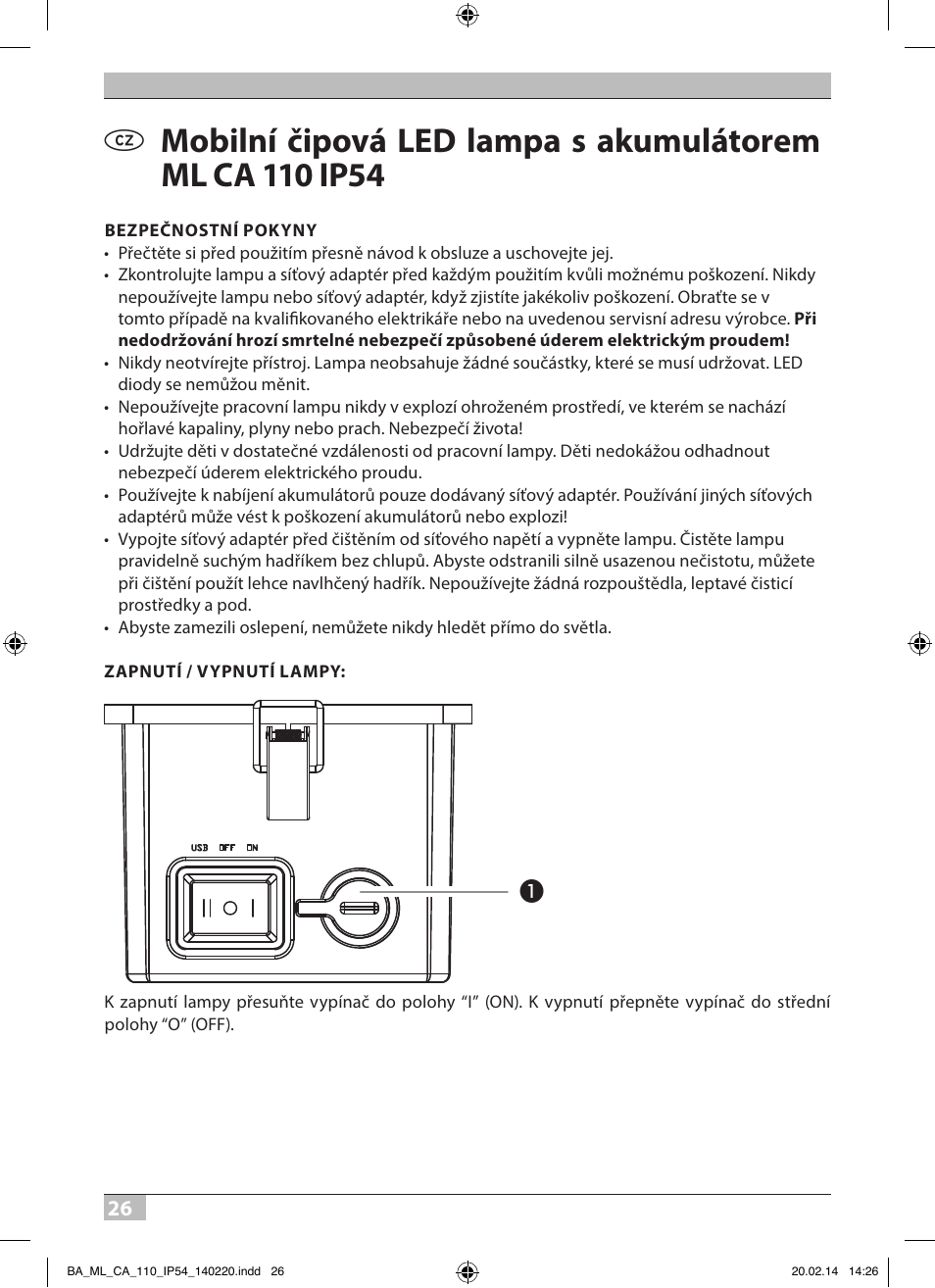 Brennenstuhl Mobile Akku Chip LED Light ML CA 110 IP54 10W 650lm battery exchangeable and with power supply User Manual | Page 26 / 64