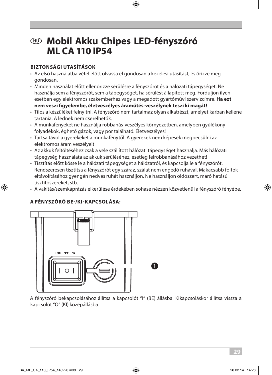 Brennenstuhl Mobile Akku Chip LED Light ML CA 110 IP54 10W 650lm battery exchangeable and with power supply User Manual | Page 29 / 64