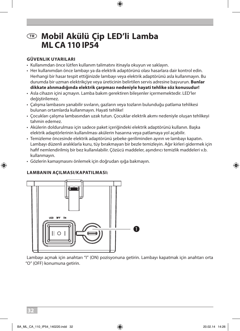 Brennenstuhl Mobile Akku Chip LED Light ML CA 110 IP54 10W 650lm battery exchangeable and with power supply User Manual | Page 32 / 64