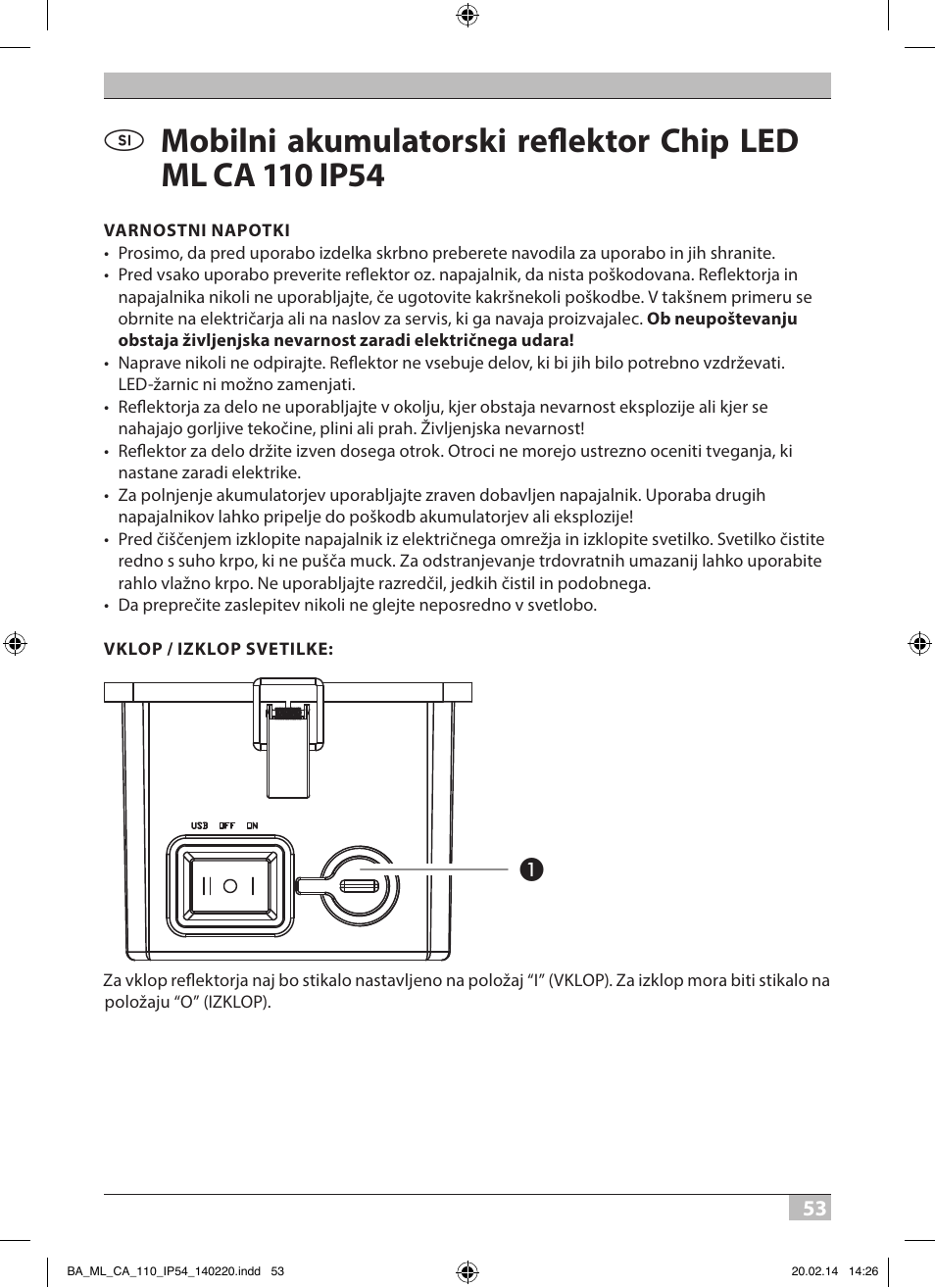 Brennenstuhl Mobile Akku Chip LED Light ML CA 110 IP54 10W 650lm battery exchangeable and with power supply User Manual | Page 53 / 64