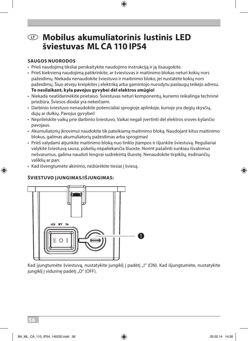 Brennenstuhl Mobile Akku Chip LED Light ML CA 110 IP54 10W 650lm battery exchangeable and with power supply User Manual | Page 56 / 64