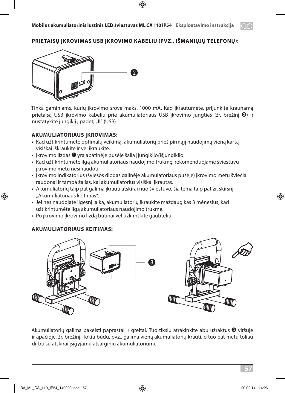 Brennenstuhl Mobile Akku Chip LED Light ML CA 110 IP54 10W 650lm battery exchangeable and with power supply User Manual | Page 57 / 64