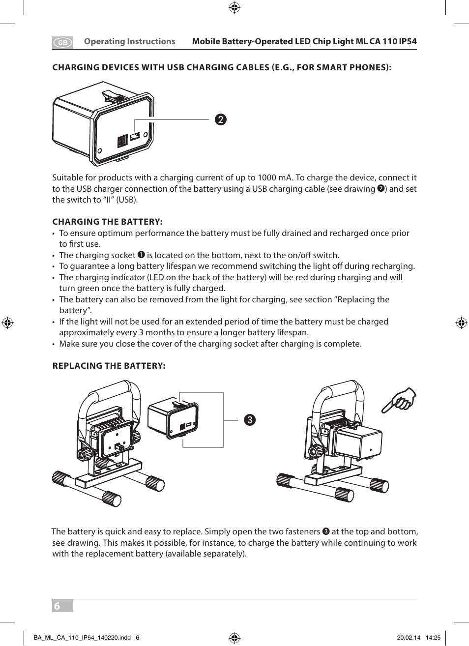 Brennenstuhl Mobile Akku Chip LED Light ML CA 110 IP54 10W 650lm battery exchangeable and with power supply User Manual | Page 6 / 64