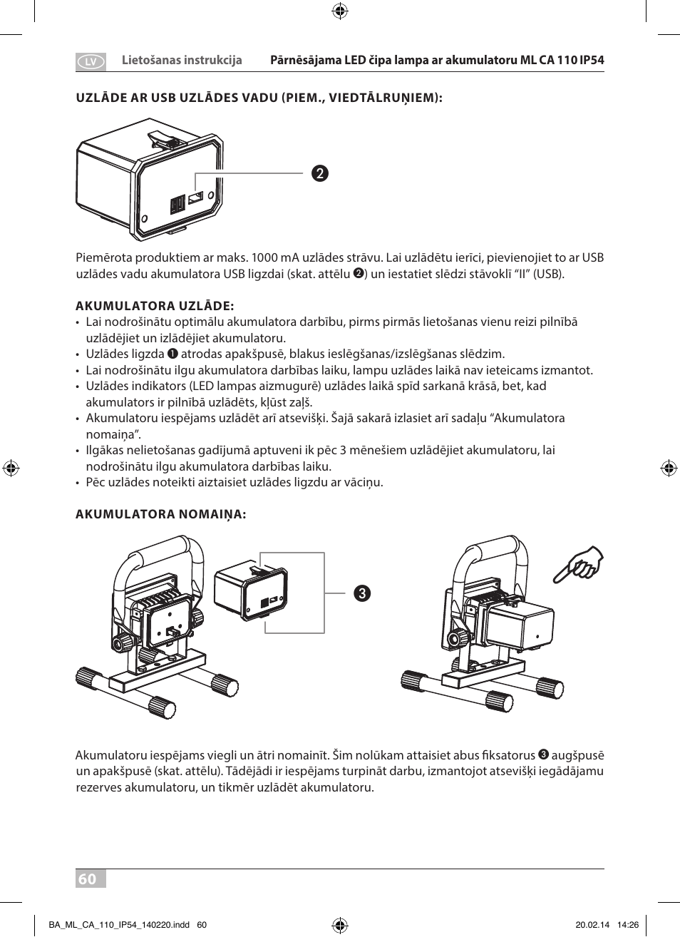 Brennenstuhl Mobile Akku Chip LED Light ML CA 110 IP54 10W 650lm battery exchangeable and with power supply User Manual | Page 60 / 64