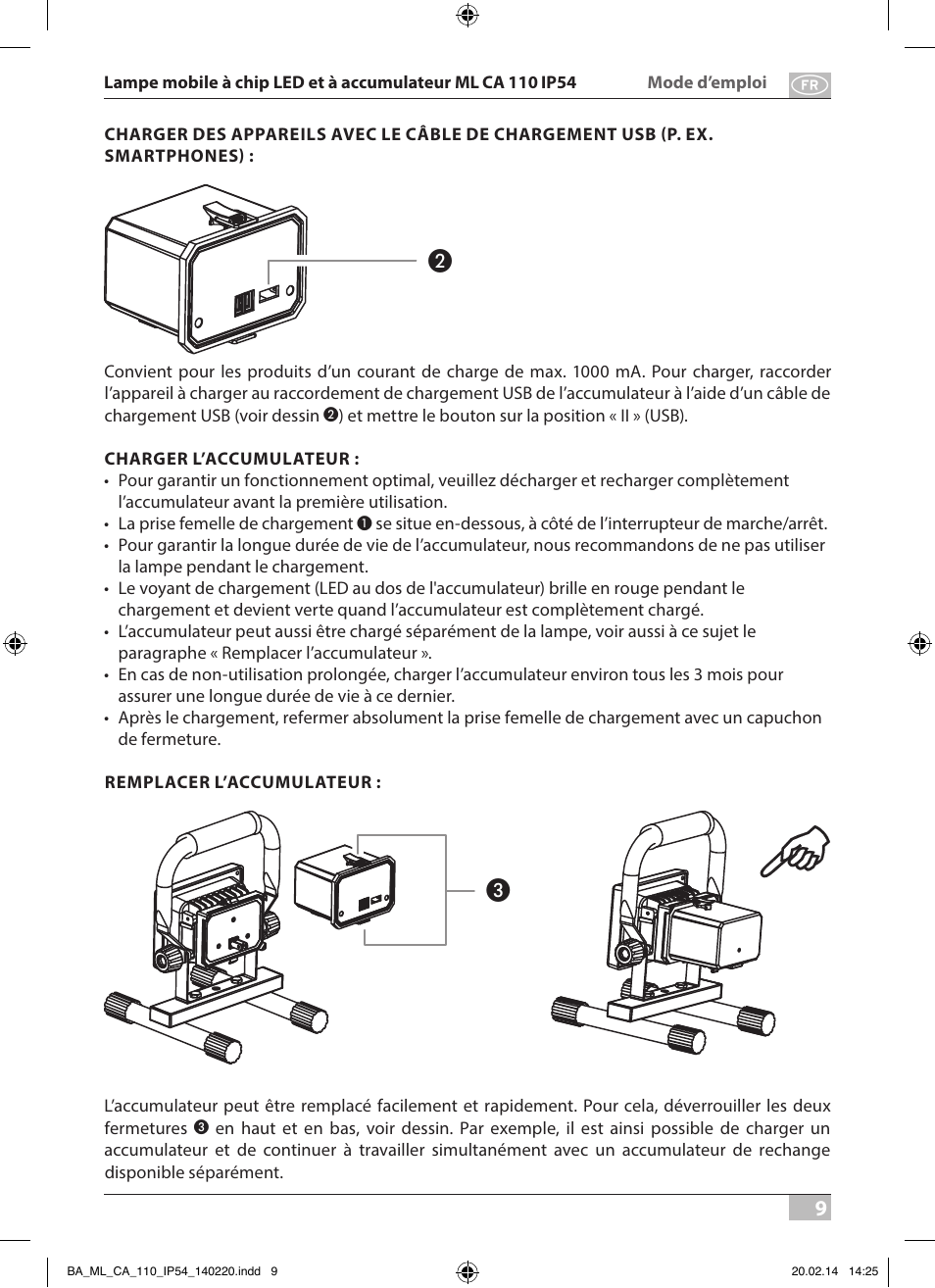 Brennenstuhl Mobile Akku Chip LED Light ML CA 110 IP54 10W 650lm battery exchangeable and with power supply User Manual | Page 9 / 64