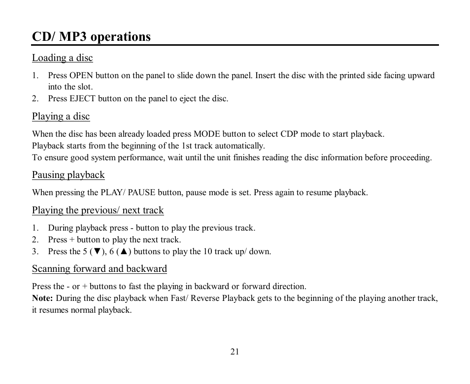 Cd/ mp3 operations | Hyundai H-CDM8046 User Manual | Page 21 / 56