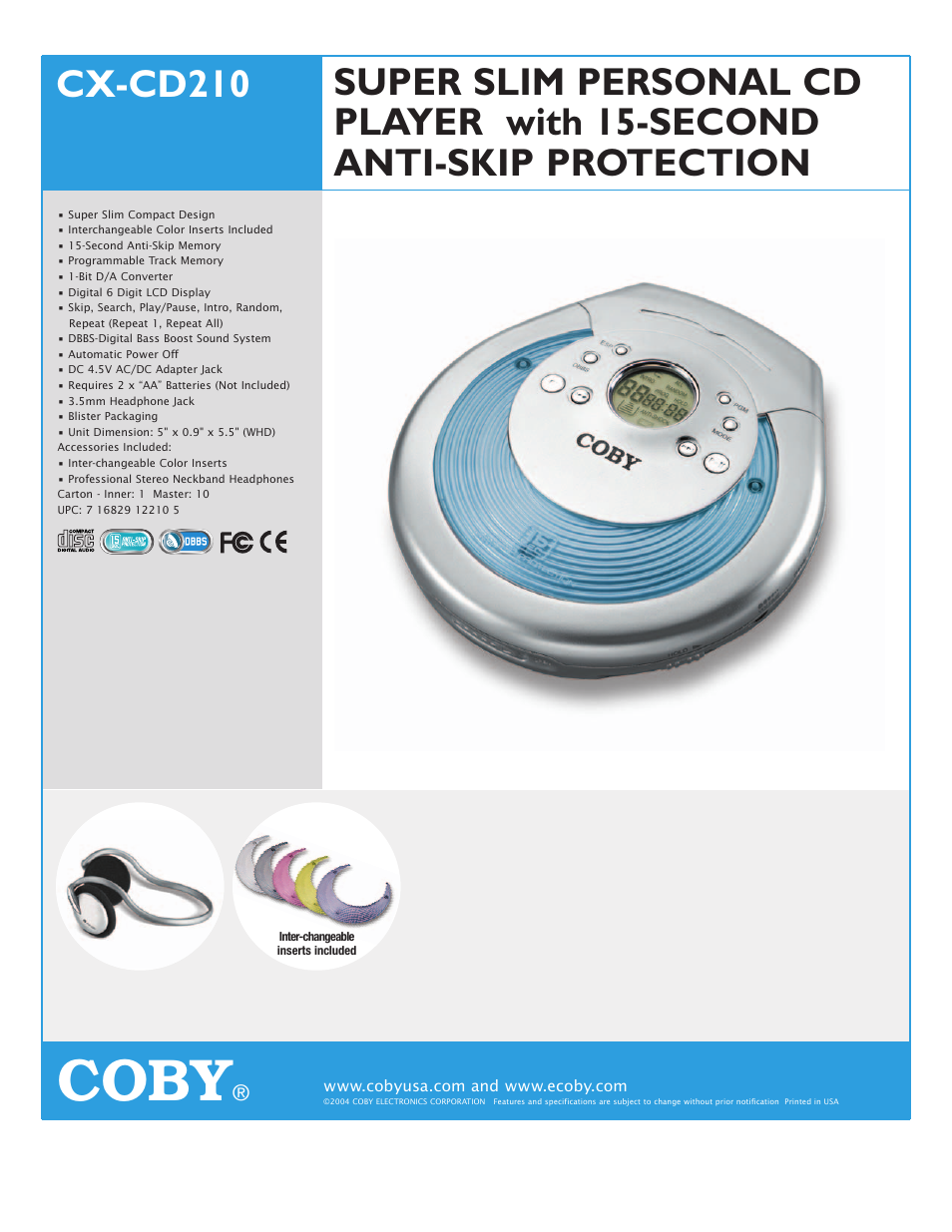 COBY CX-CD210 User Manual | 1 page