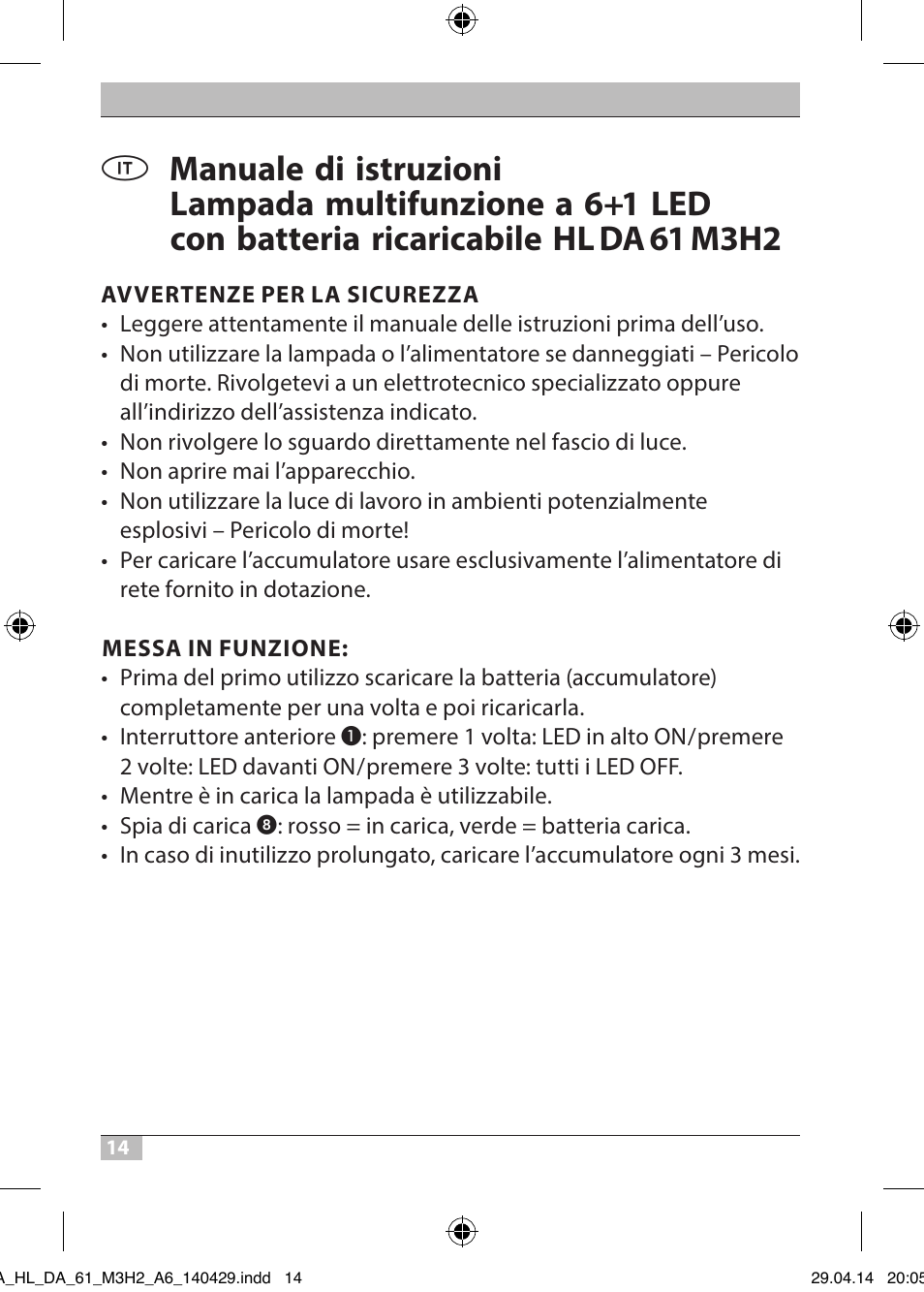 Brennenstuhl 6+1 LED Battery-Operated Multi-Function Light HL DA 61 M3H2 3 magnets, 2 hooks, 170 Рfoldable User Manual | Page 14 / 48