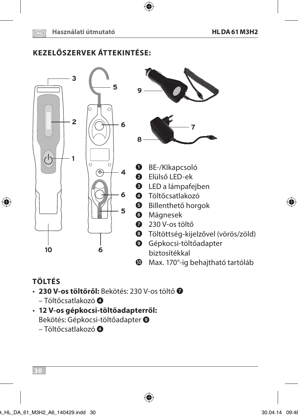 Brennenstuhl 6+1 LED Battery-Operated Multi-Function Light HL DA 61 M3H2 3 magnets, 2 hooks, 170 Рfoldable User Manual | Page 30 / 48