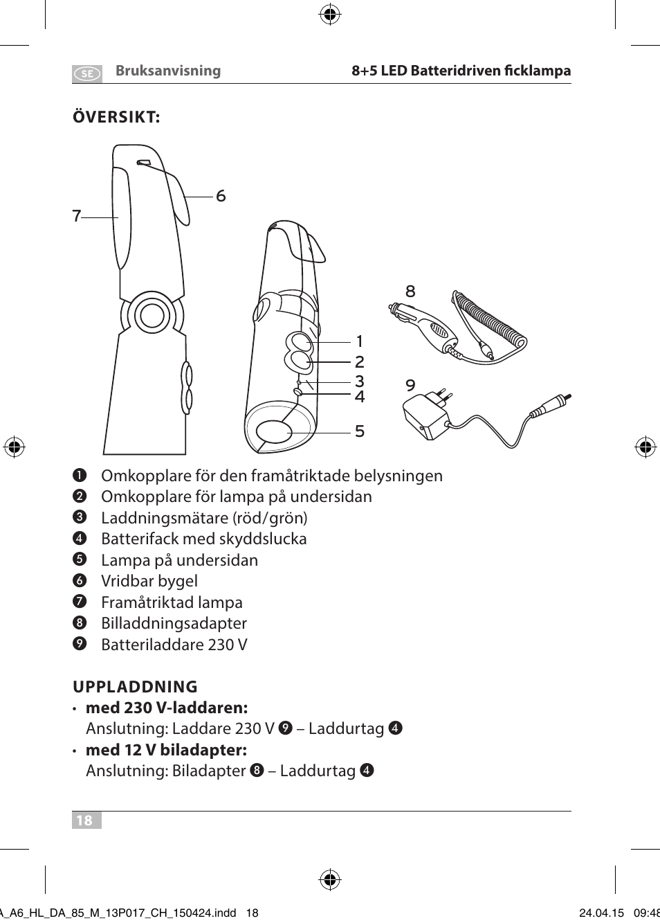 Brennenstuhl 8+5 LED Akku Hand Lamp HL DA 85 M 240lm 6000K 3h User Manual | Page 18 / 52