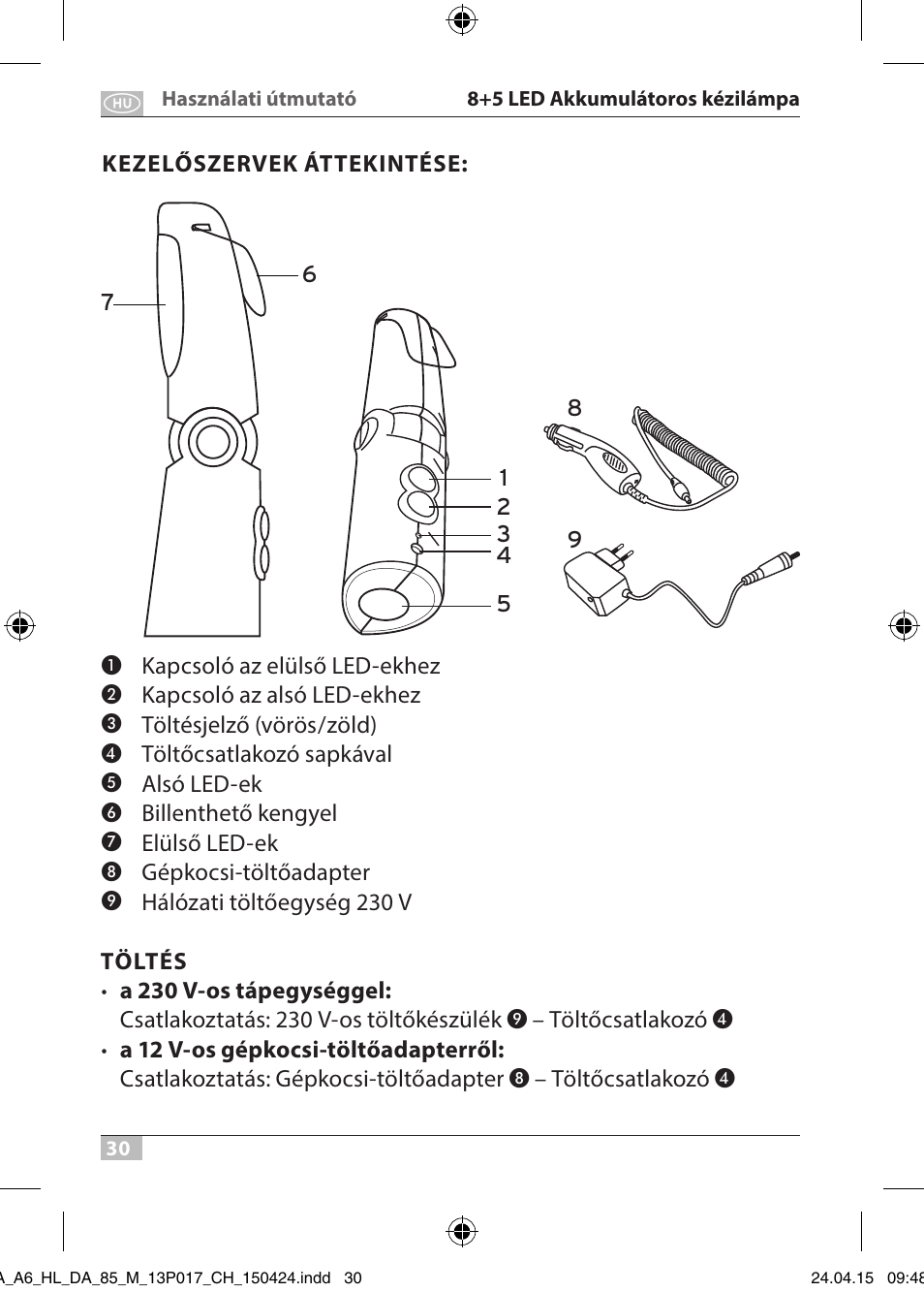 Brennenstuhl 8+5 LED Akku Hand Lamp HL DA 85 M 240lm 6000K 3h User Manual | Page 30 / 52