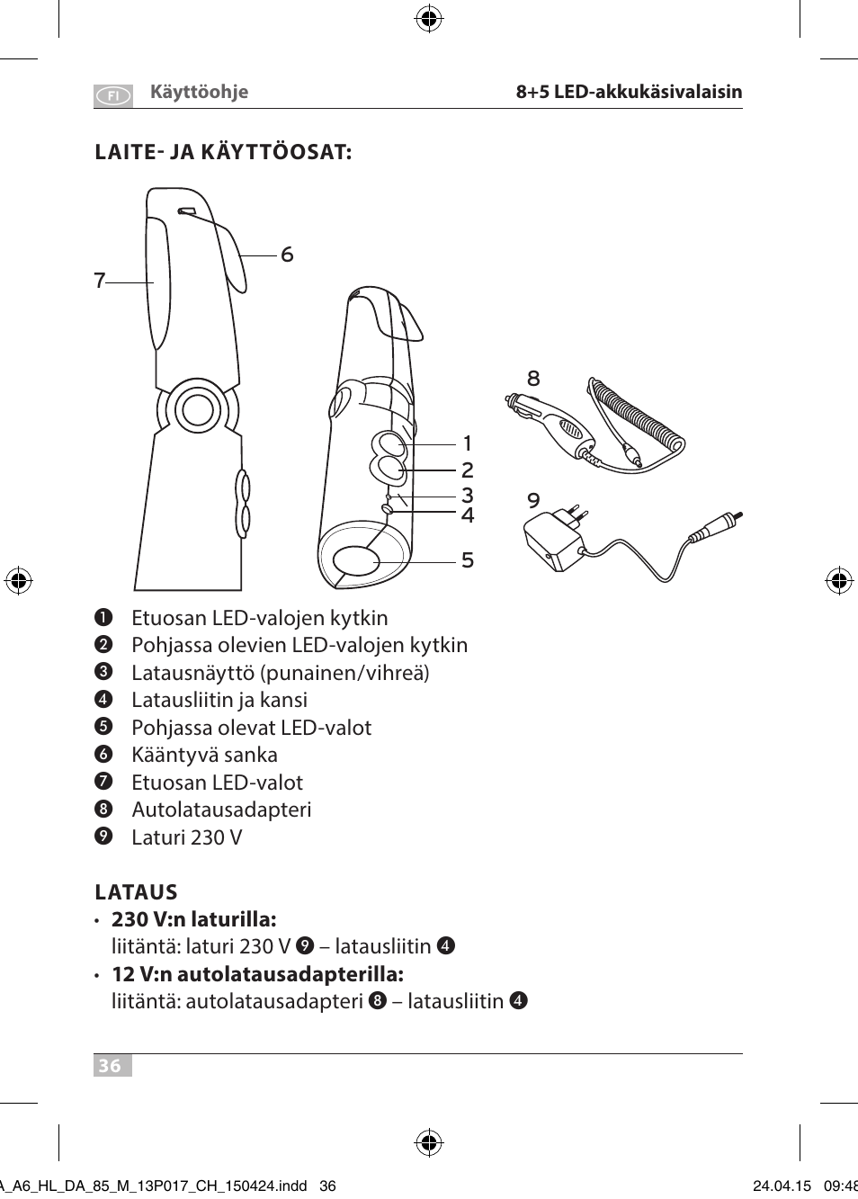 Brennenstuhl 8+5 LED Akku Hand Lamp HL DA 85 M 240lm 6000K 3h User Manual | Page 36 / 52
