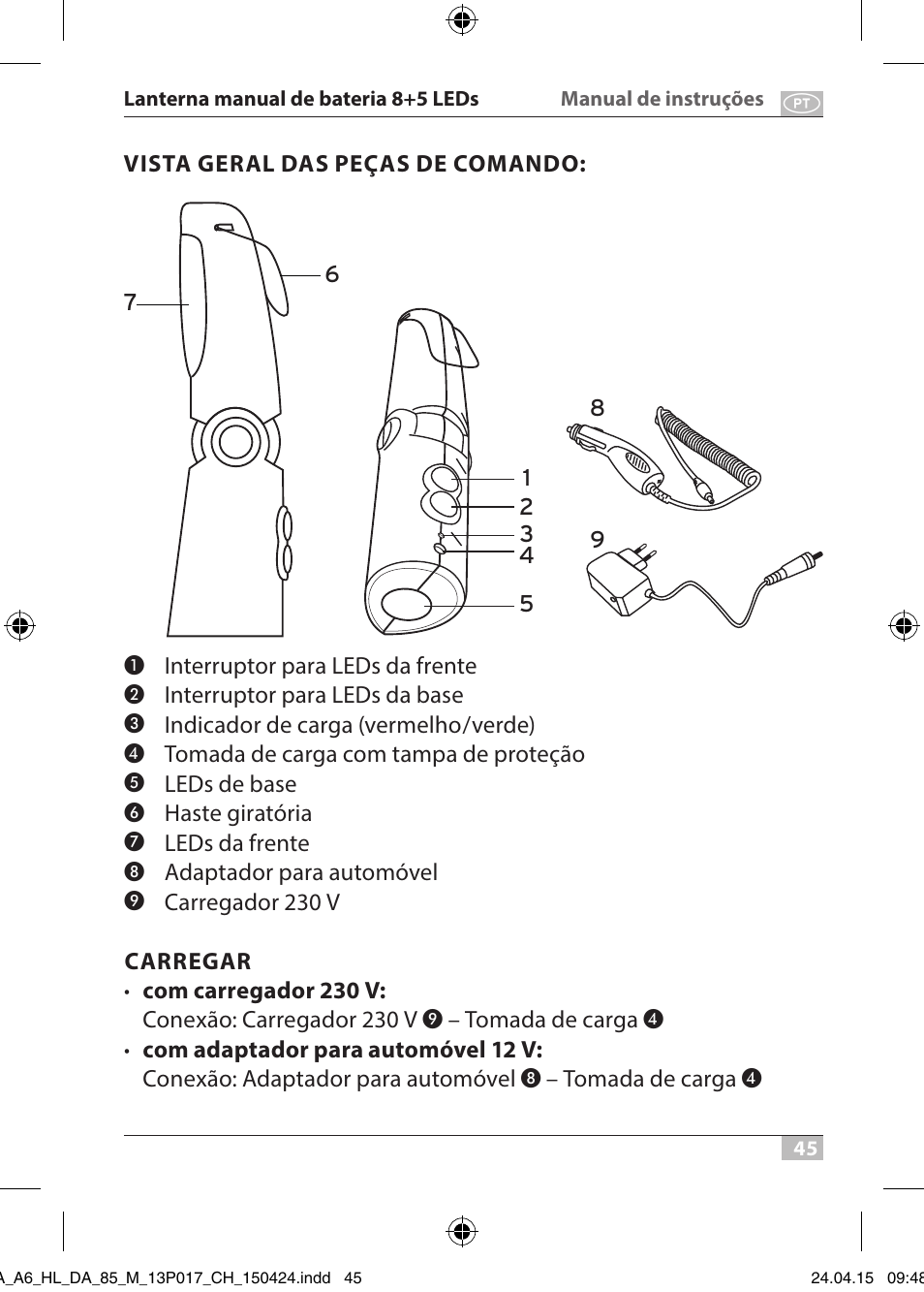 Brennenstuhl 8+5 LED Akku Hand Lamp HL DA 85 M 240lm 6000K 3h User Manual | Page 45 / 52